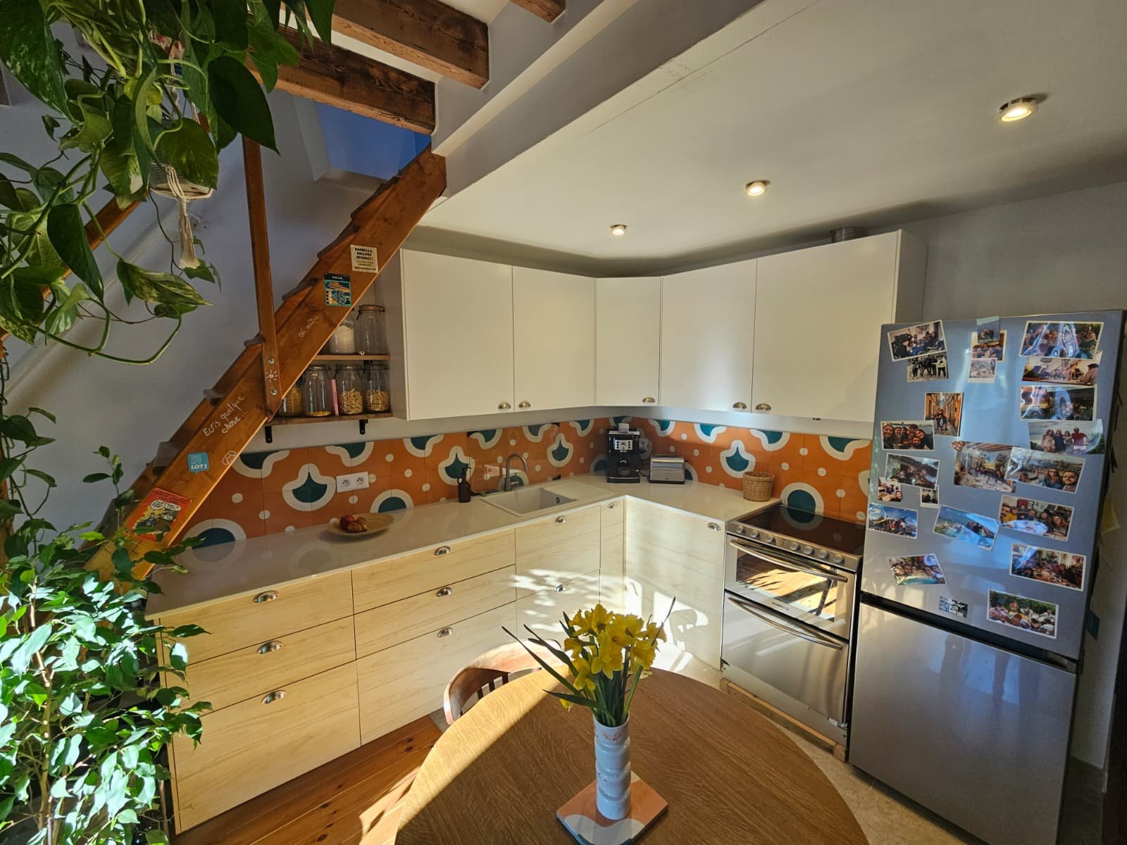 carreaux de ciment - Finis Terrae - Carreaux de ciment artisanaux 20x20 - carton de 16 carreaux - orange et vert - César Bazaar - Atelier de fabrication de carreaux de ciment