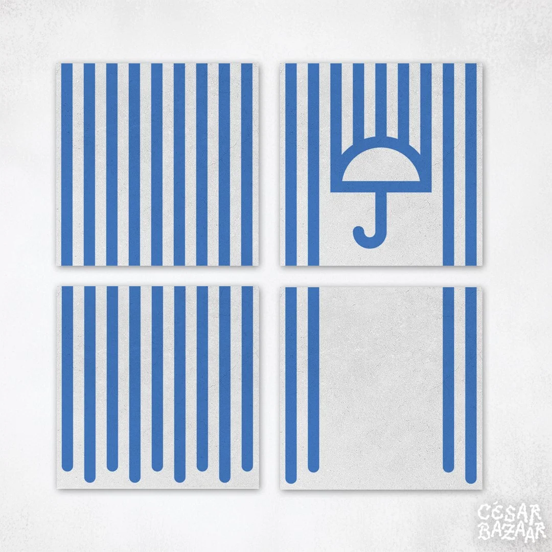 Il pleut - Carreau de ciment solidaire à l'unité - par Valgal