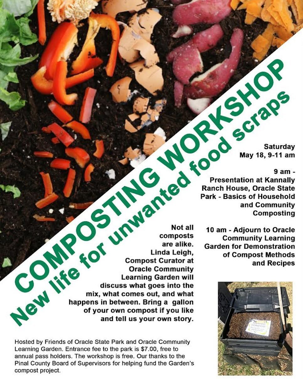 This will be a great presentation and opportunity to learn about setting up your own compost.  Linda Leigh, Compost Curator, at the Oracle Community Garden will be your guide. #visitoracle