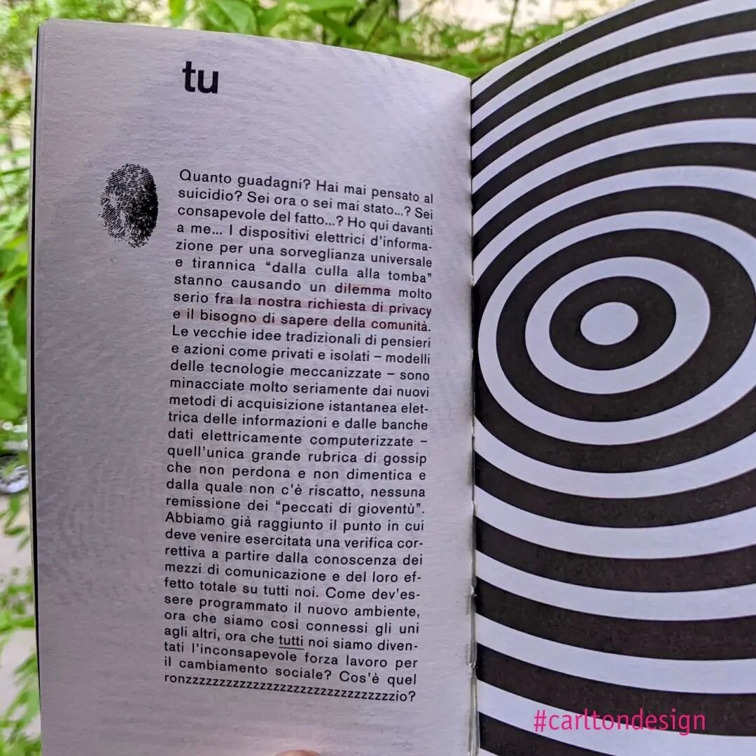👁️&zwj;🗨️ Sempre attuale! McLuhan, 1967.

#bookstagram #inspiration #bookstagramitalia #book #libri #igreads #libribelli #librisulibri #bookaddict #booklover #amoleggere #consiglidilettura #lettura #libridaleggere #designer #designbook #designerboo