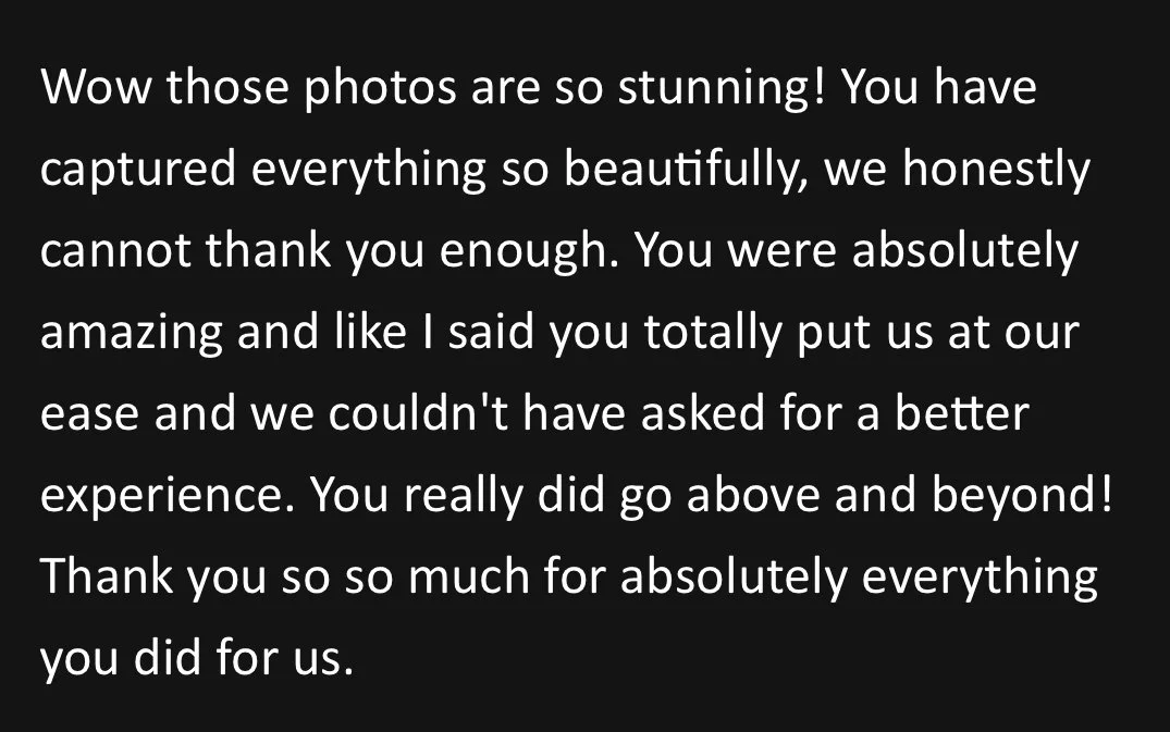 Text message praising someone's photography skills and expressing gratitude.