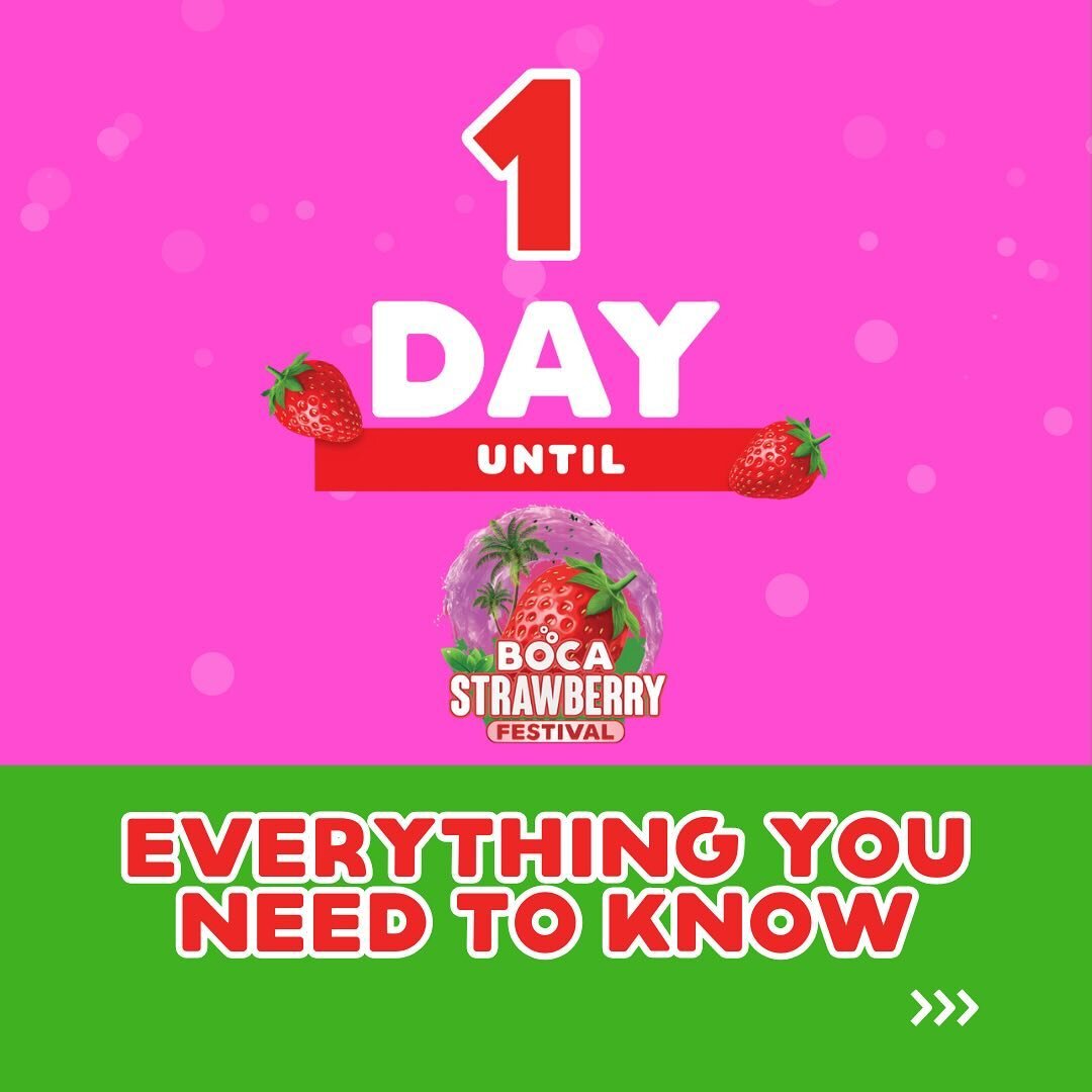 Get ready for an EPIC weekend at the Boca Strawberry Festival! 🍓 Make sure to save the entertainment schedule, so you don&rsquo;t miss a chance to see @puppypalslive and @magicjackmaxwell !! 🐾🪄 AND don&rsquo;t forget to dress in your Strawberry Be