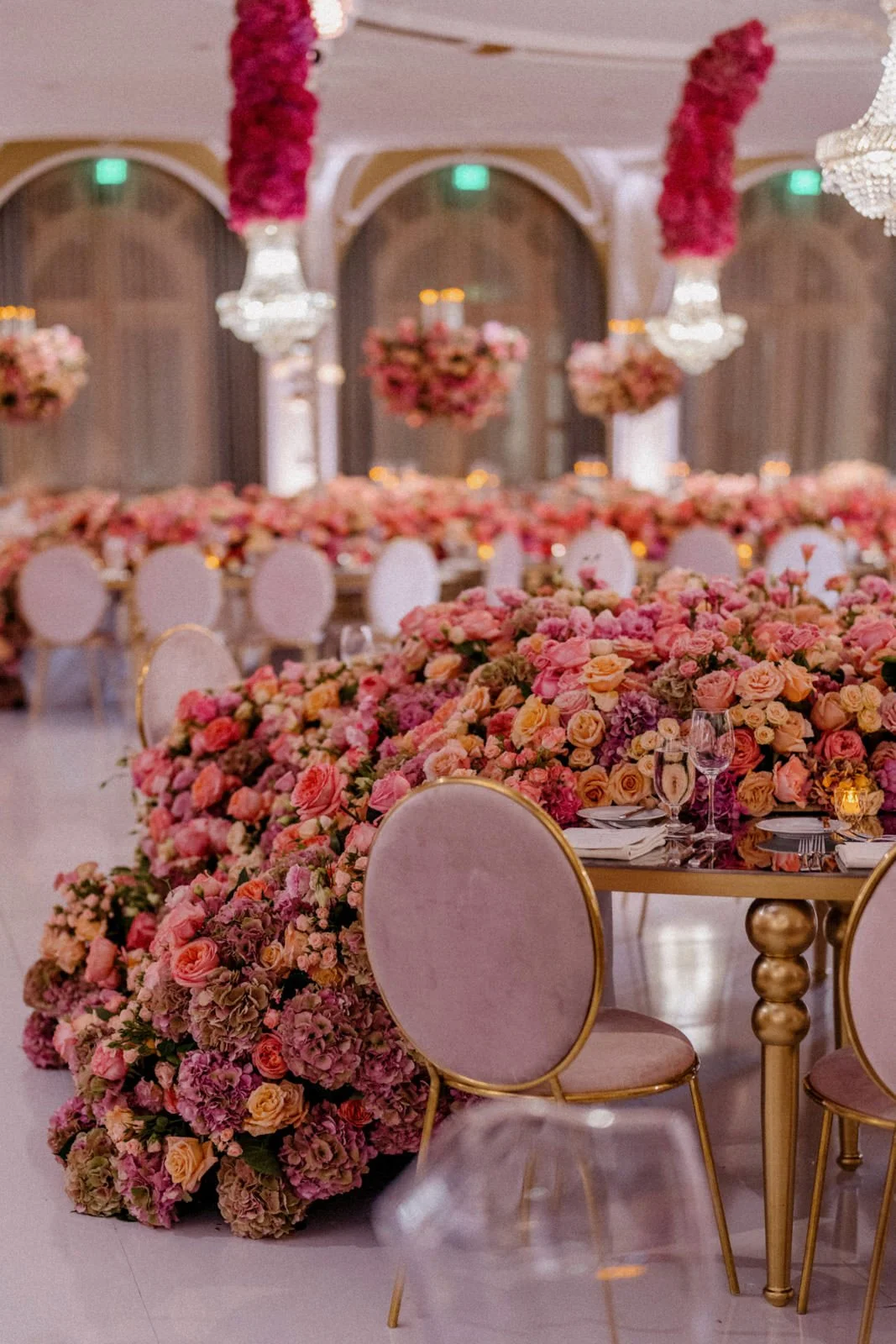 Pink Wedding Design with Bright Floral Accents and Elevated Table Styling