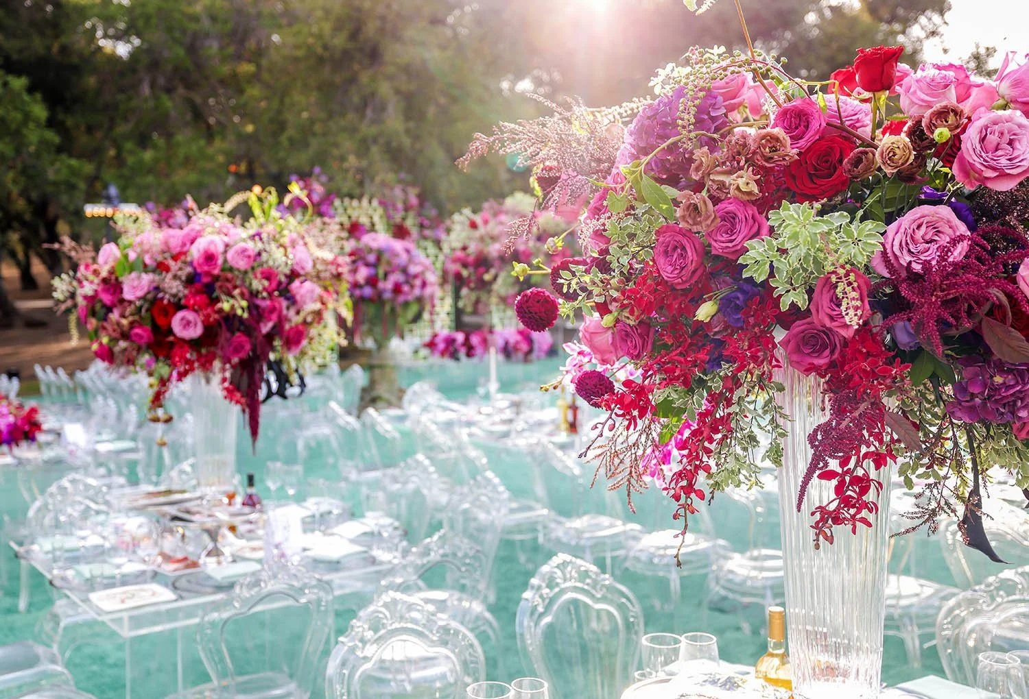 Modern Wedding Floral Design in Pink, Fuchsia, and Mint with Bold Color and Clean Styling