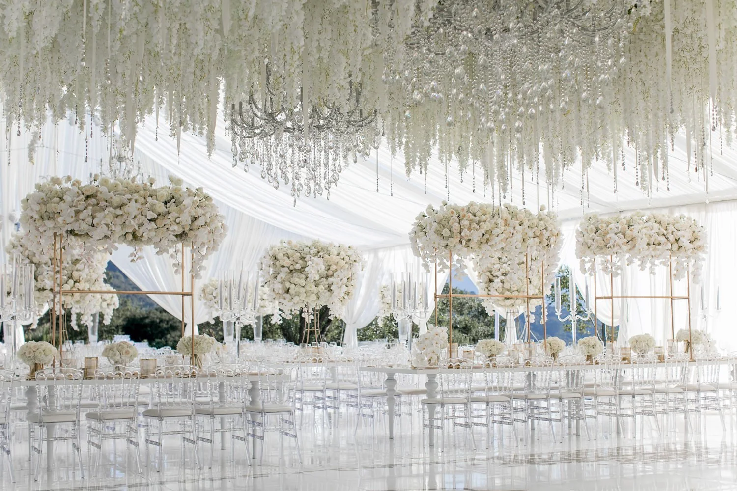 Wedding Designer in Los Angeles Creating a Luxury All White Wedding Setting with Refined Decor