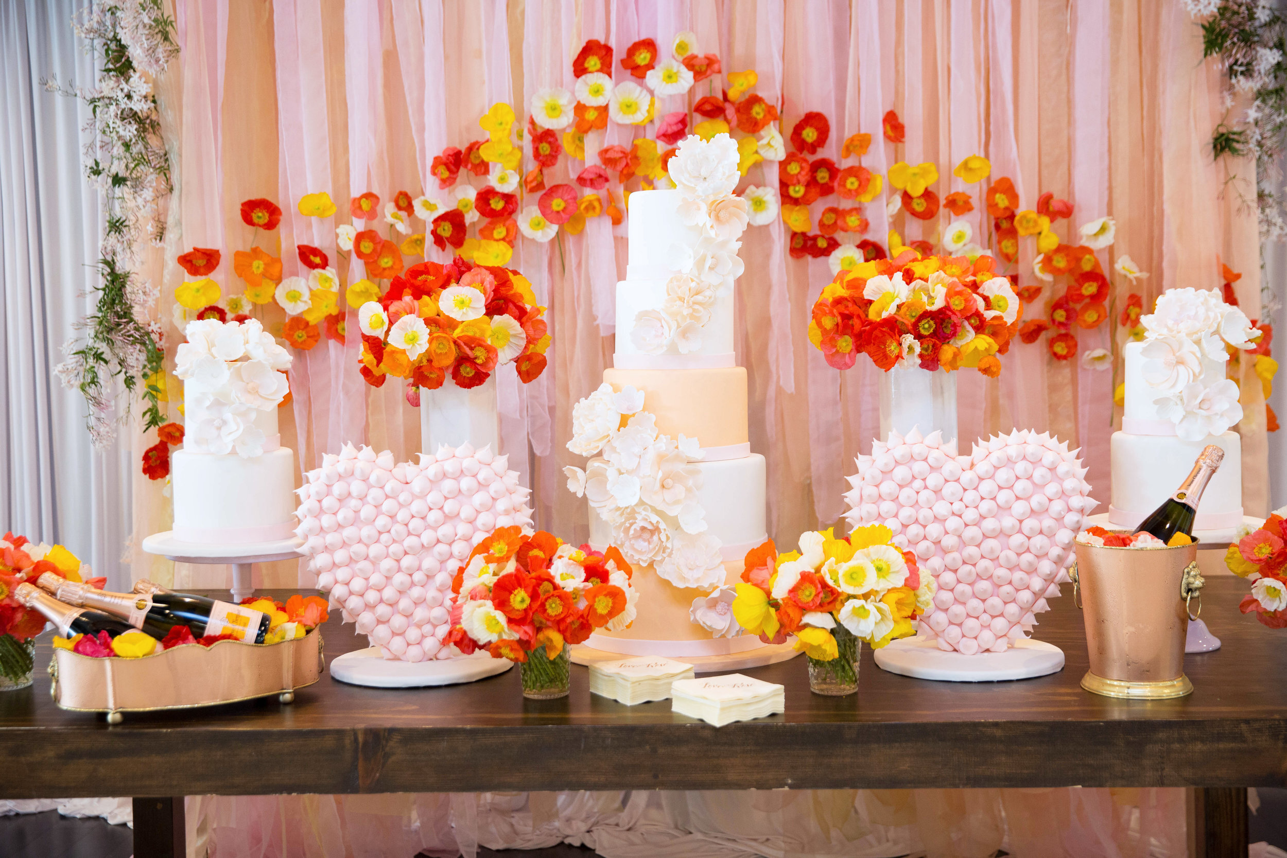 Colorful Poppy Inspired Spring Bridal Shower cake display designed by Eddie Zaratsian Lifestyle & Design