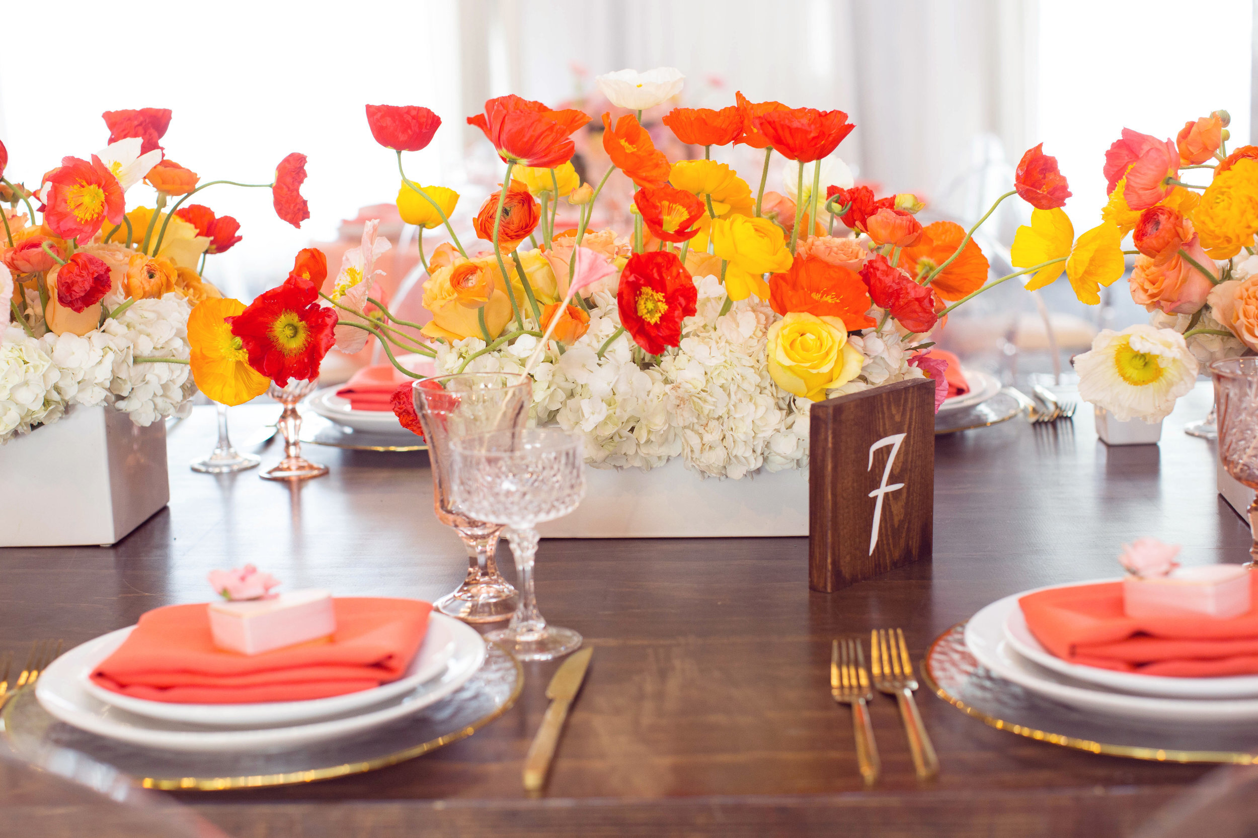 Colorful Poppy Inspired Spring Bridal Shower tablescape designed by Eddie Zaratsian Lifestyle & Design