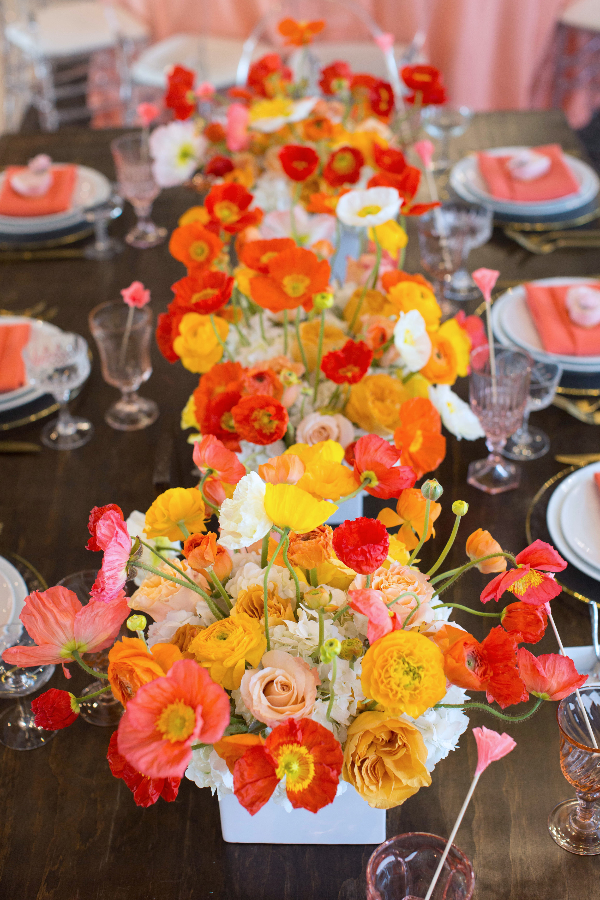 Colorful Poppy Inspired Spring Bridal Shower centerpieces designed by Eddie Zaratsian Lifestyle & Design