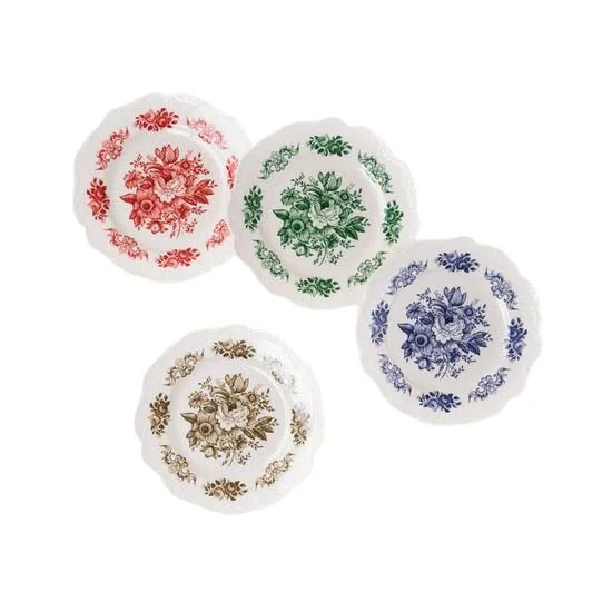 Toile Scalloped Plate Set