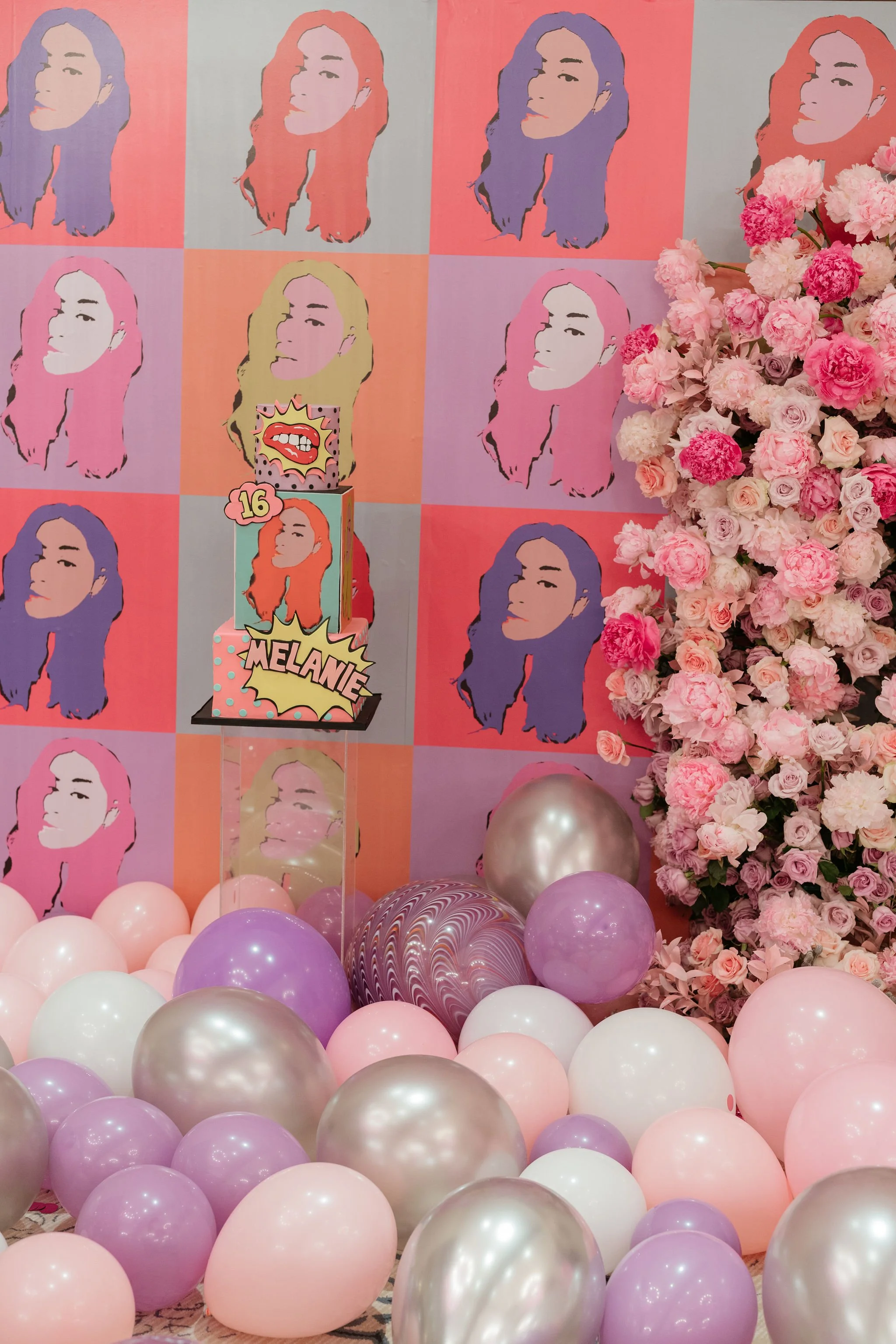 Party Planner and Event Designer - Sweet 16 Birthday Party Planner and Designer Pop Art Cake