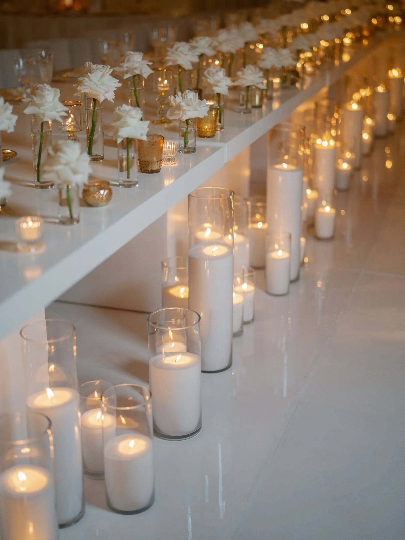 Soft Candlelight and White Lounge Furnishings Planned and Styled for a Beverly Hills Hotel Wedding