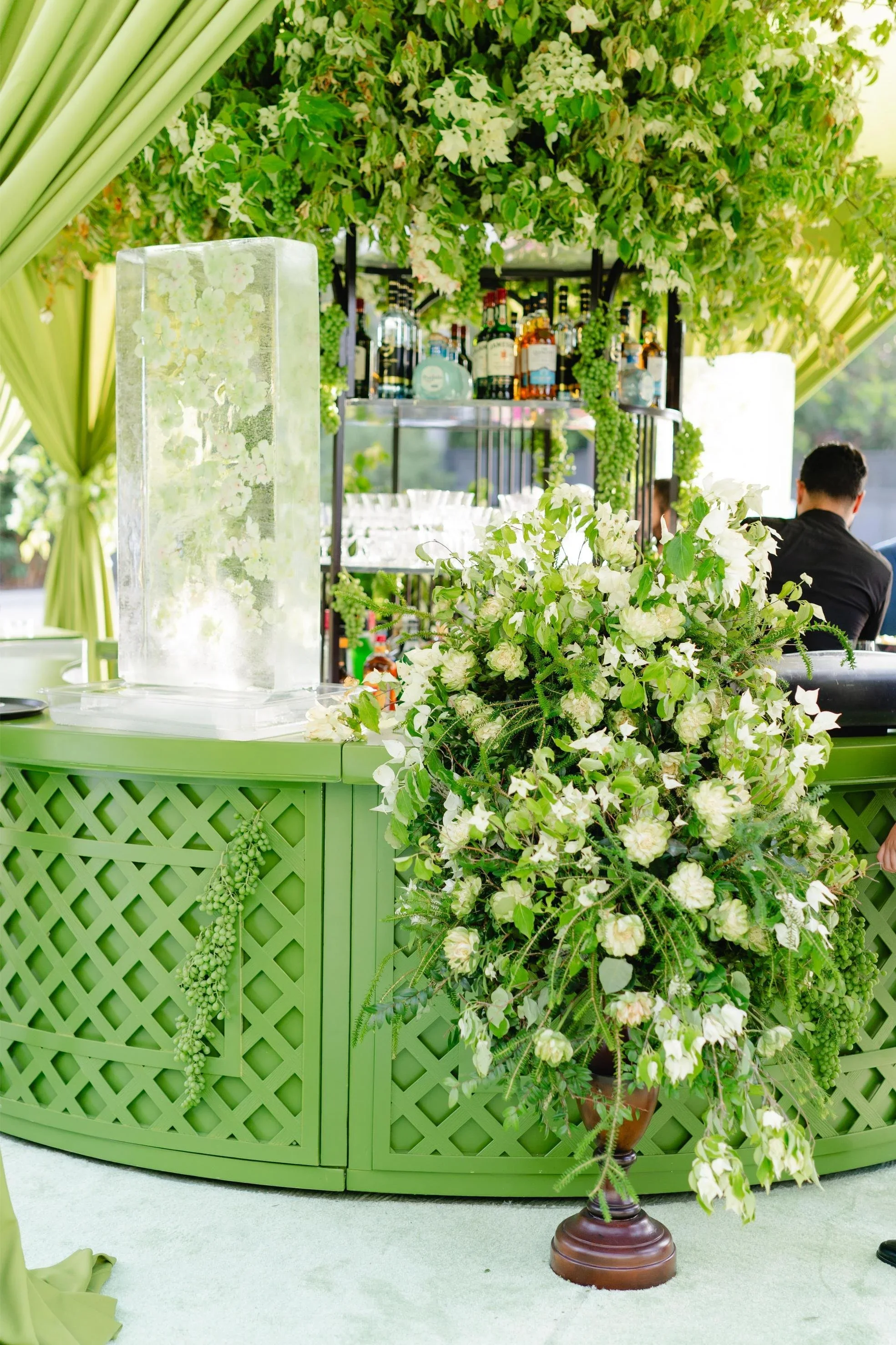 Event Planning Los Angeles with a Custom Green Bar Installation and Floral Styling for a Luxury Event