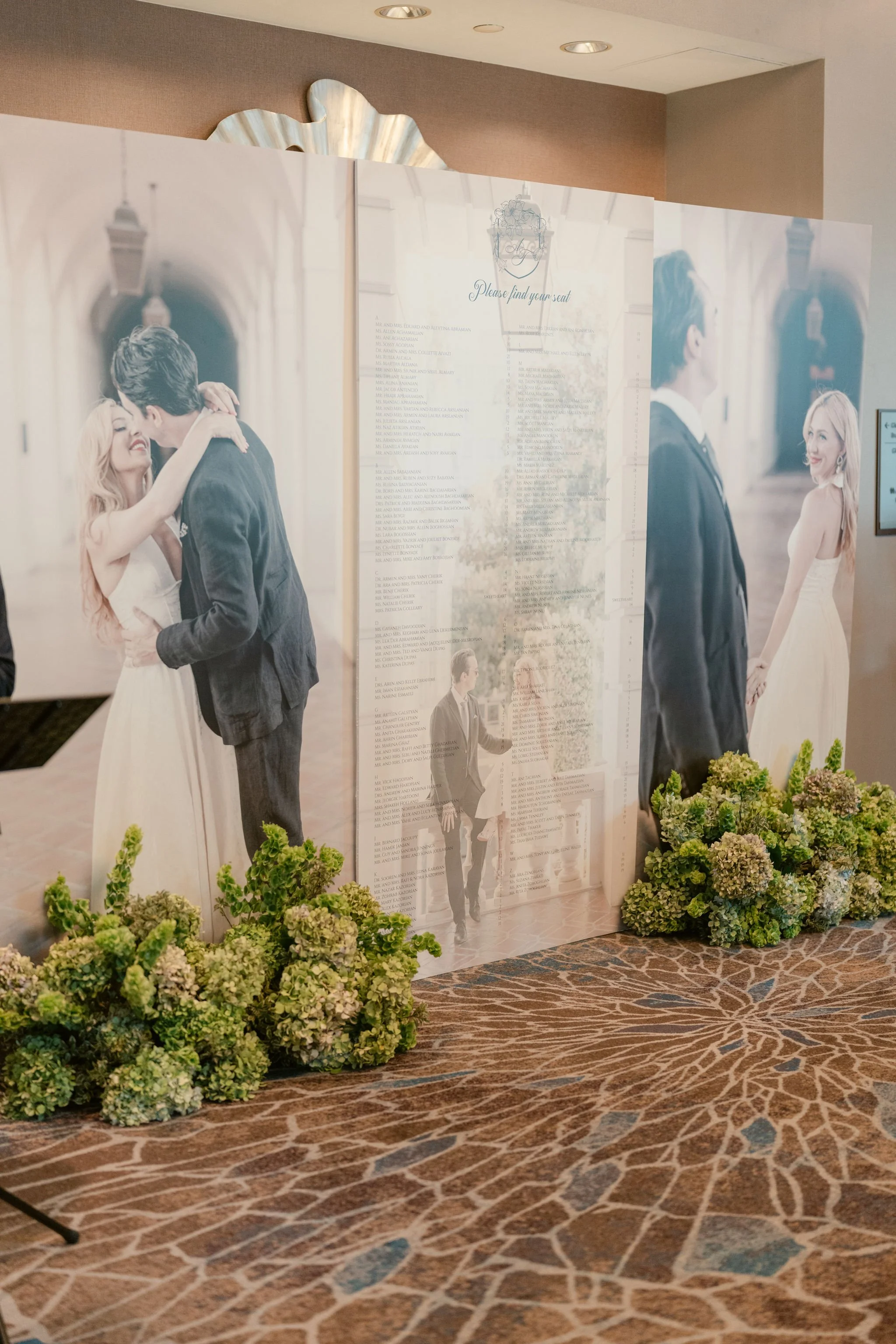 Custom Seating Chart Featuring the Couple’s Photo with Personalized Wedding Design Details