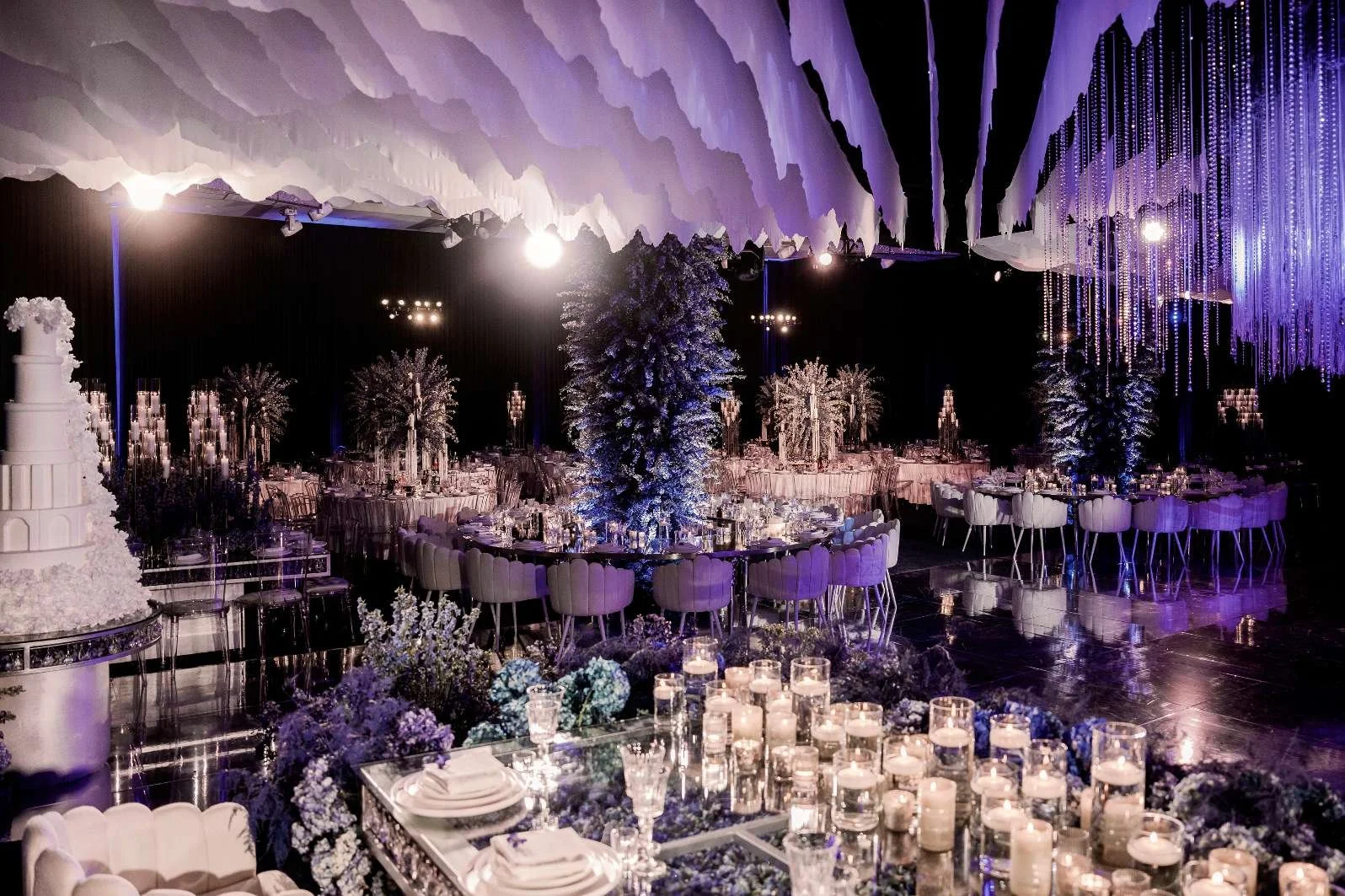 Wedding Hall Design with Lush Floral Installations and Grand Reception Styling