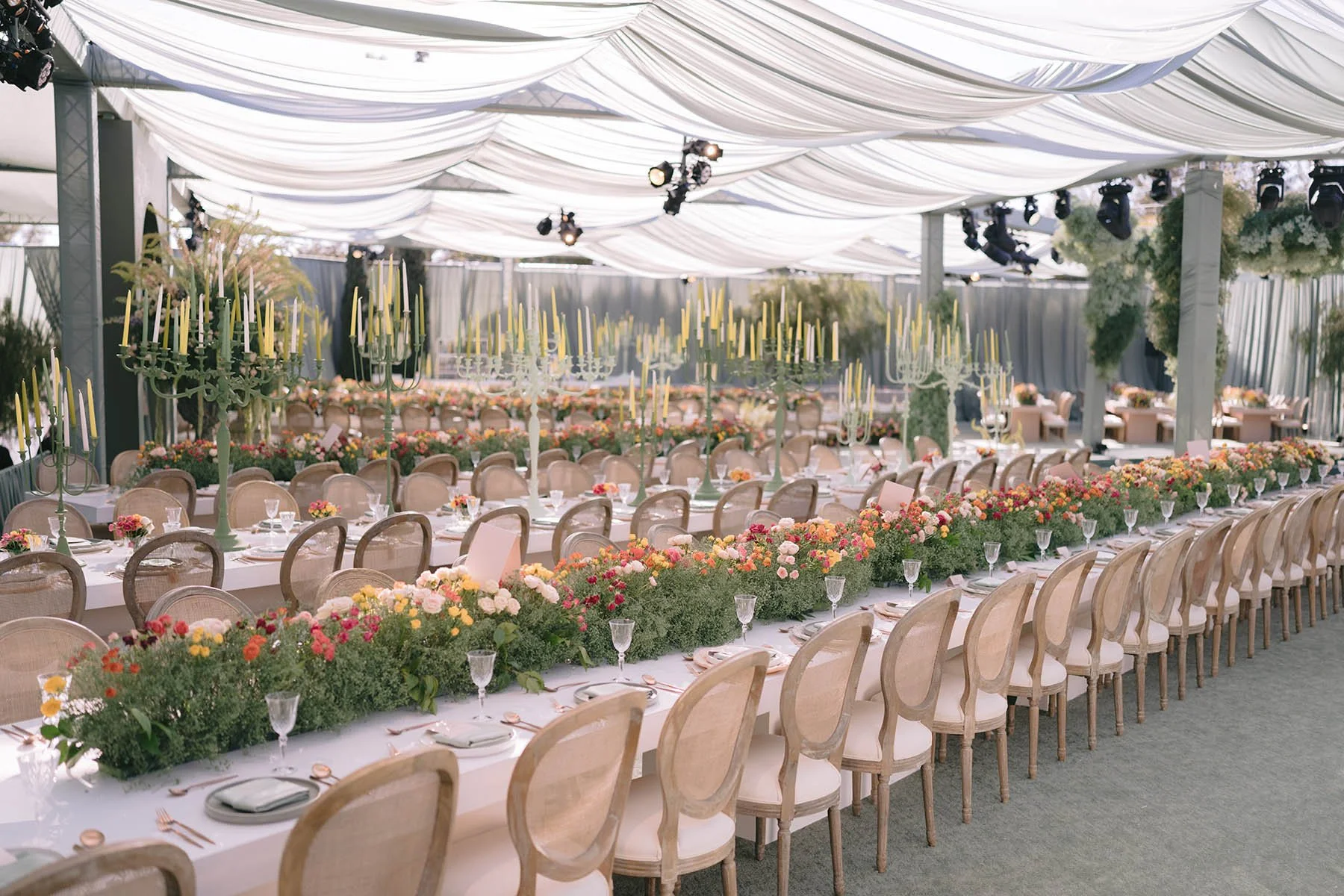 Colorful Spring Garden Wedding Floral Design in Los Angeles with Fresh Seasonal Blooms