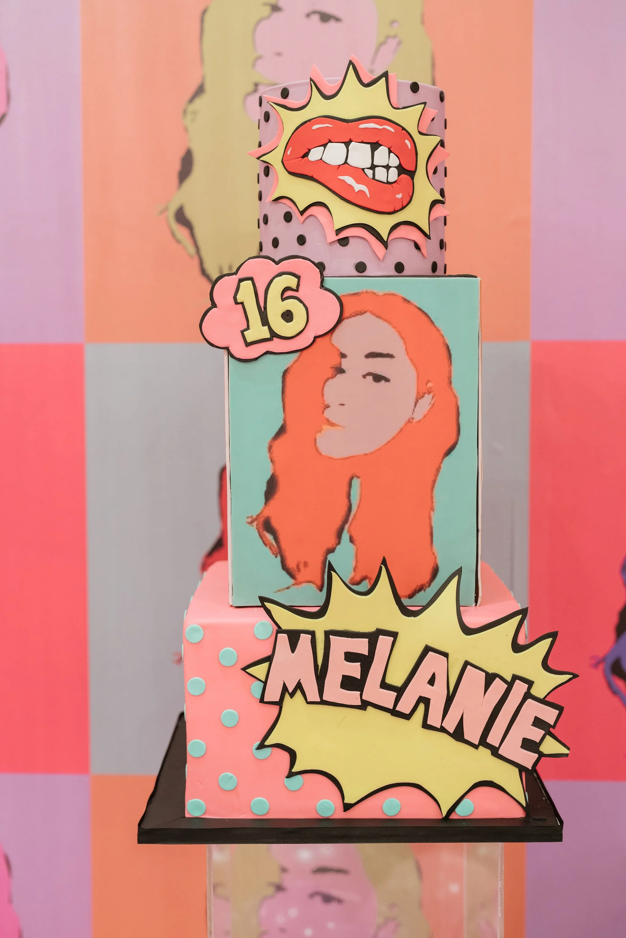 Party Planner and Event Designer - Sweet 16 Birthday Party Planner and Designer Pop Art Cake