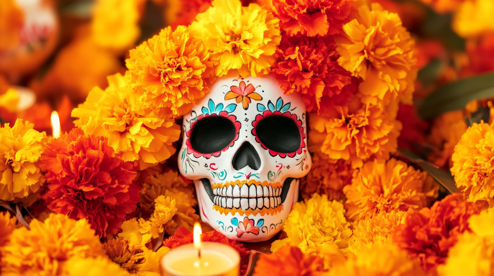 Day of the Dead Decorations - Day of the Dead Decor Skulls and Marigolds