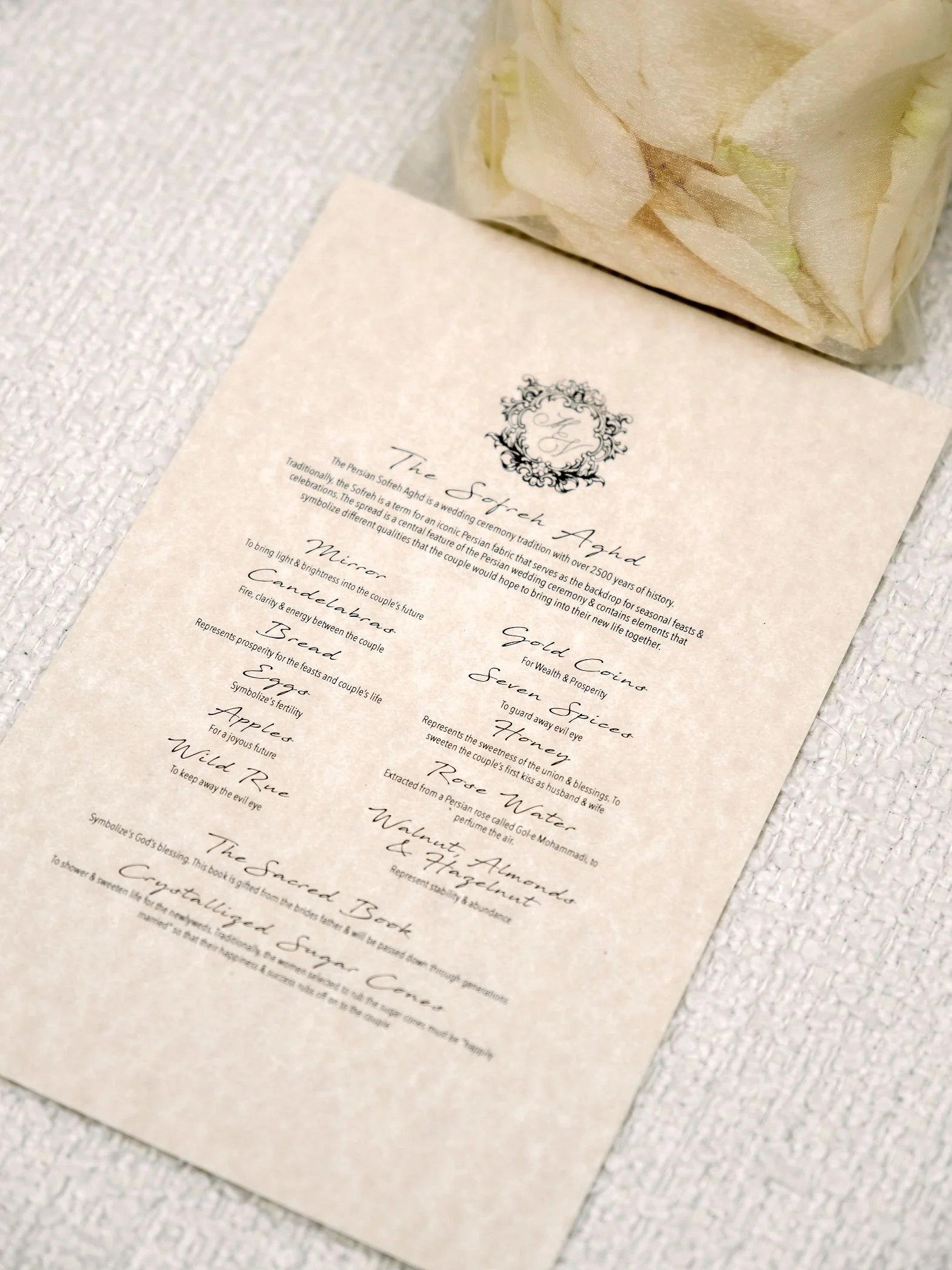 Custom Wedding Stationery with Elegant White Design for a Persian Wedding in Beverly Hills