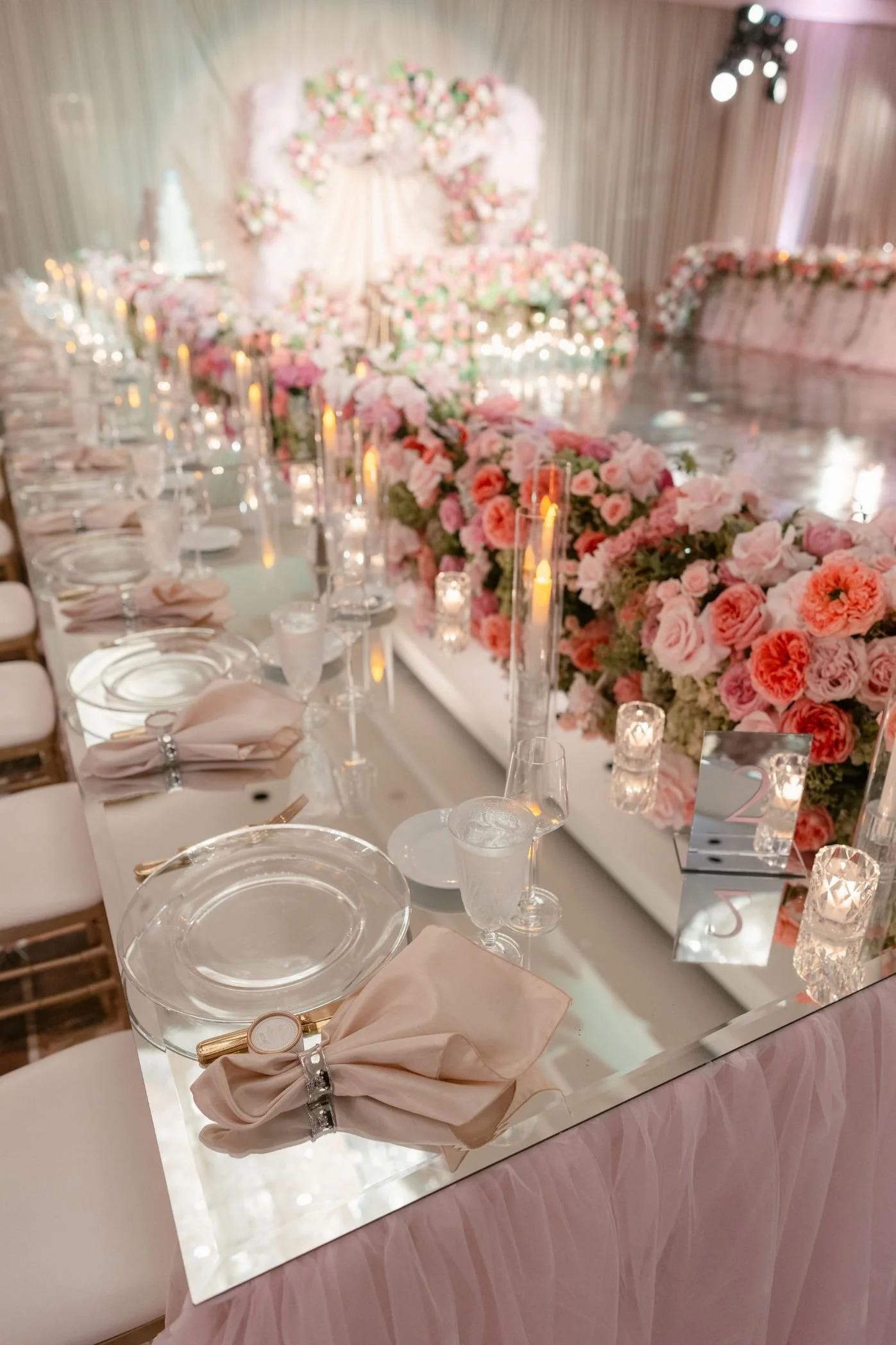 Wedding Planner Creating a Pink and Green Wedding at the Glendale Hilton with Lush Floral Details