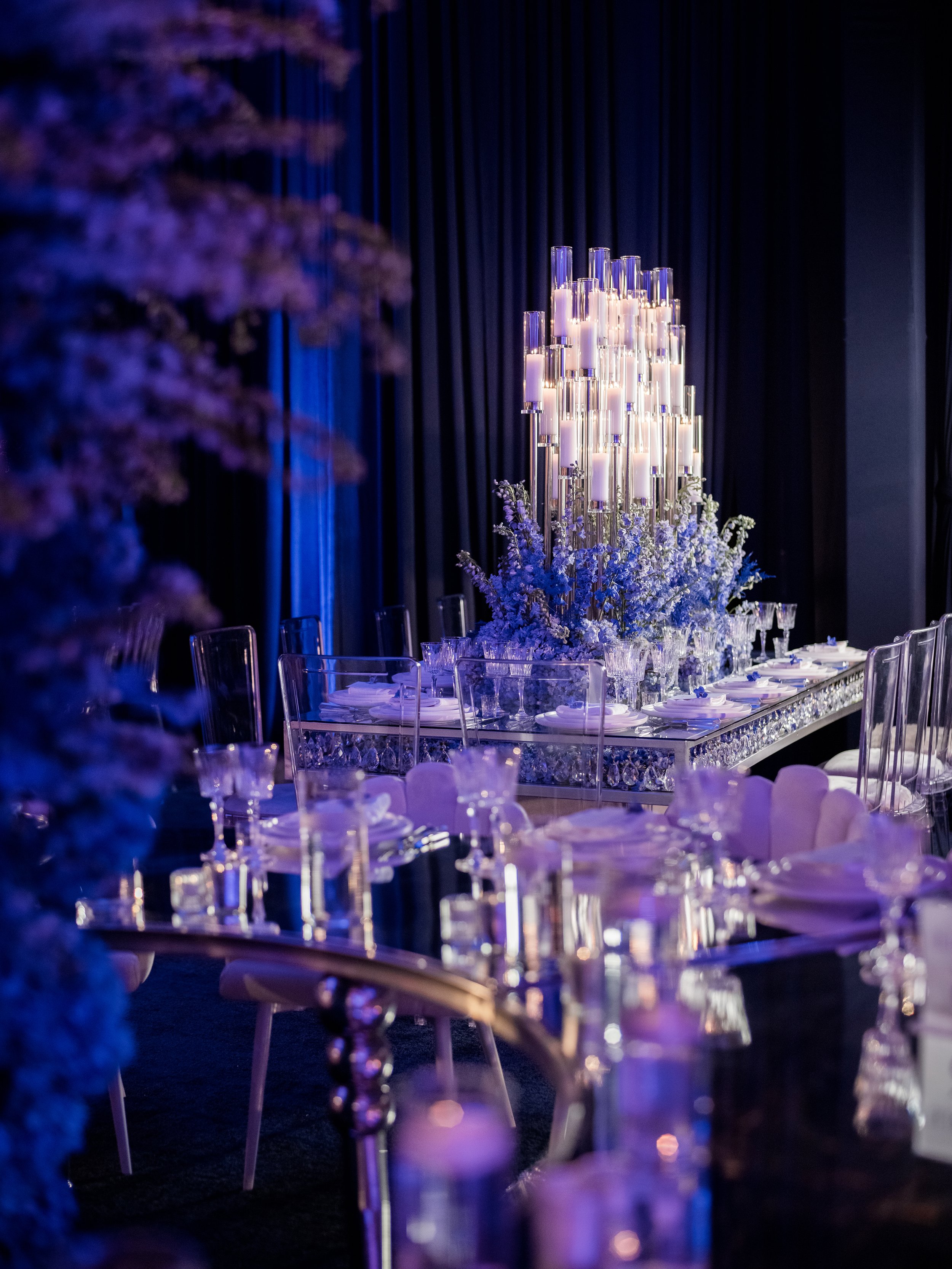 Blue Wedding Colors - Centerpiece With Blue Wedding Flowers 