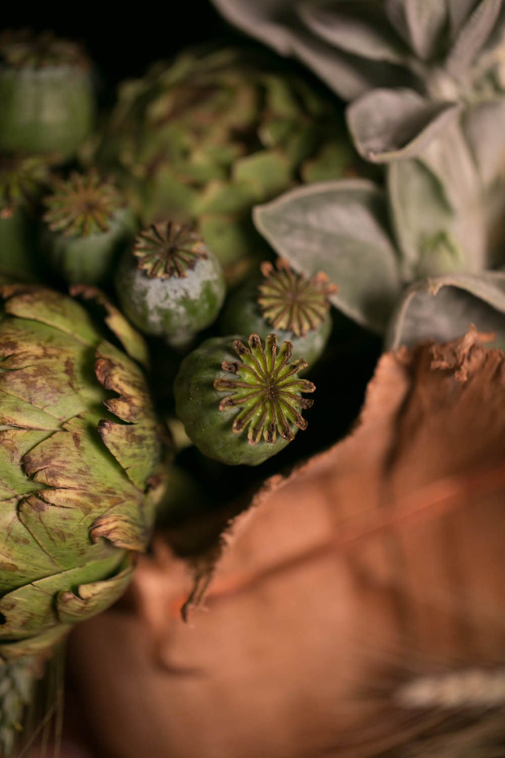 Creative Thanksgiving holiday centerpiece with wheat, artichokes and vegetables - by Eddie Zaratsian Lifestyle and Design