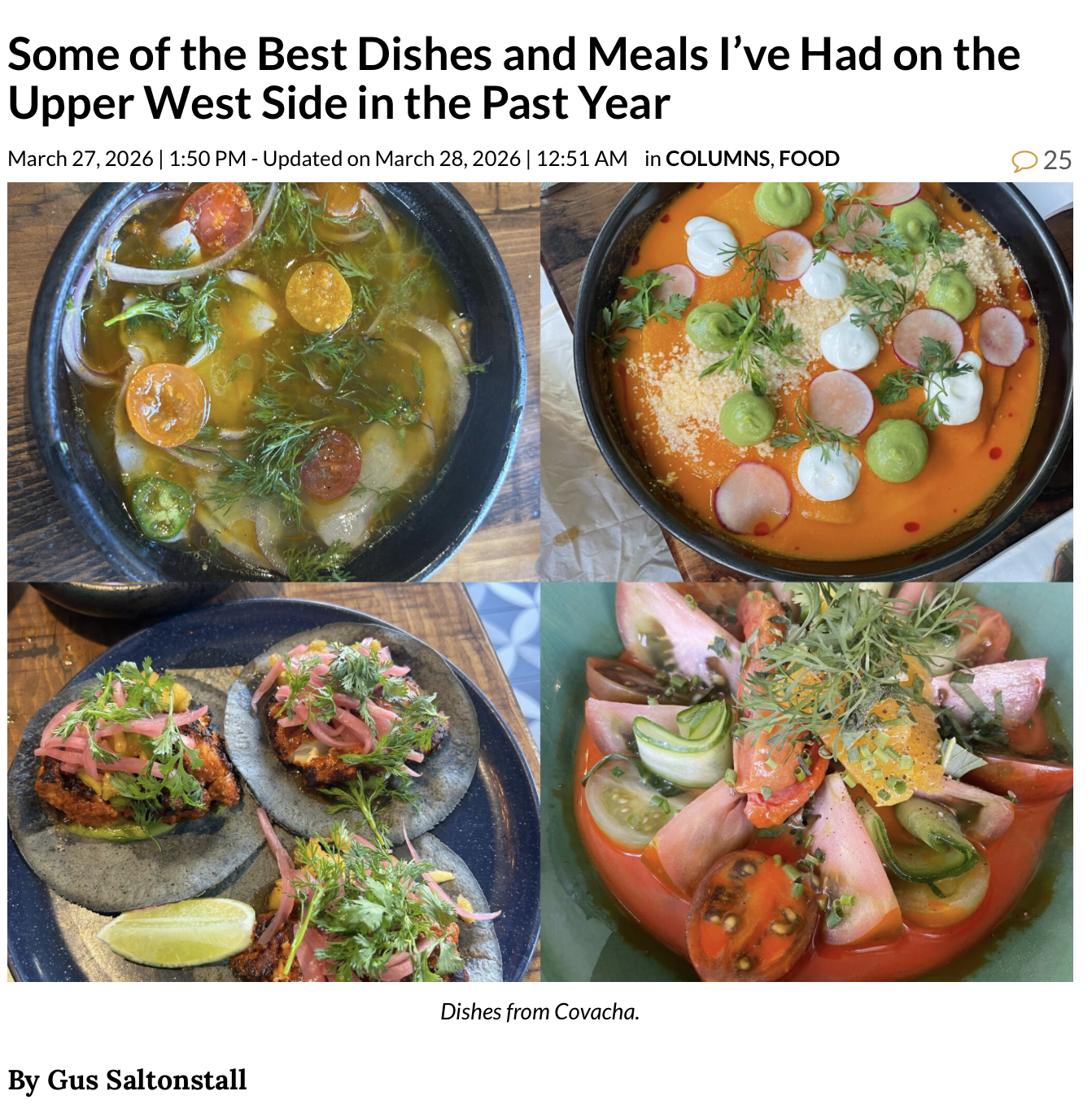 Covacha Featured Among the Best Dishes on the Upper West Side in 2026