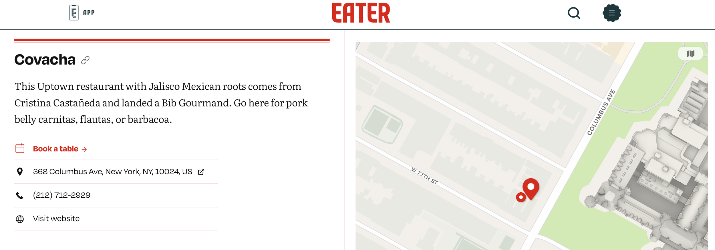 EATER 2025 | Covacha Featured Among the Best Restaurants on the Upper West Side