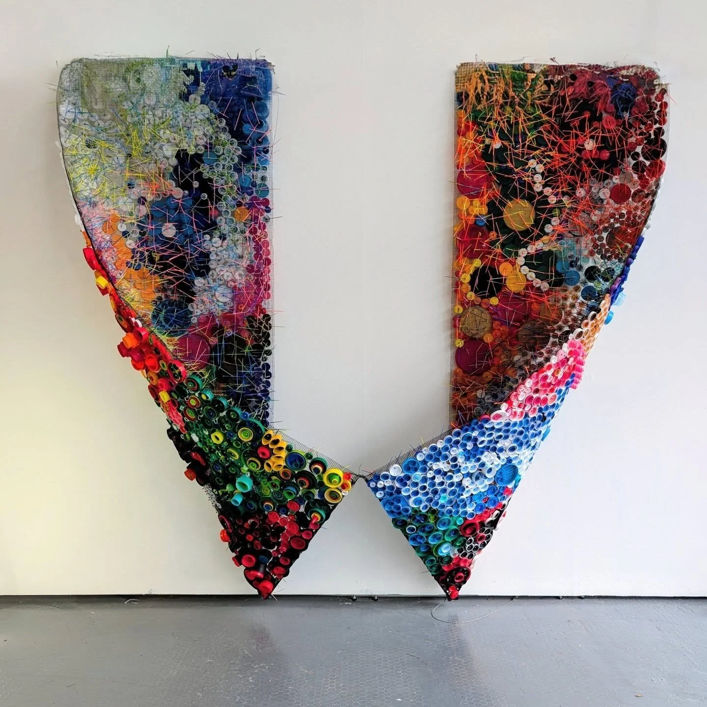 "Connect," 98" x 111"

Adrienne Outlaw is a social sculptor working at the intersection of ecological stewardship, collective authorship, and civic imagination. Her work transforms discarded materials into environments of care, re