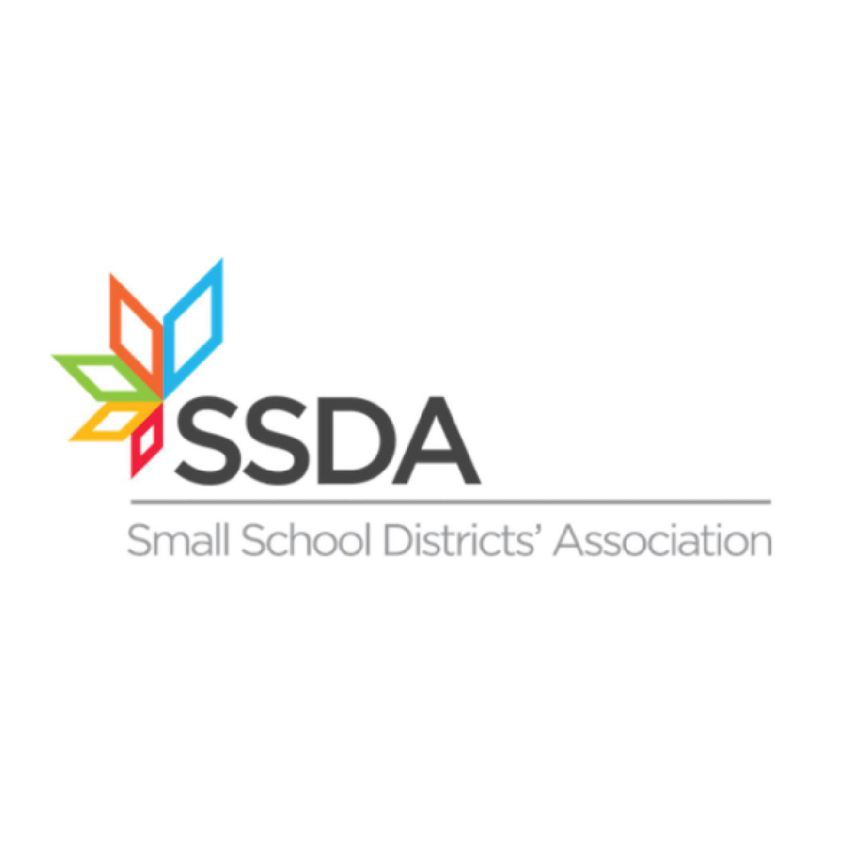 Logo of Small School Districts' Association with a colorful geometric design and the text 'SSDA Small School Districts' Association'.