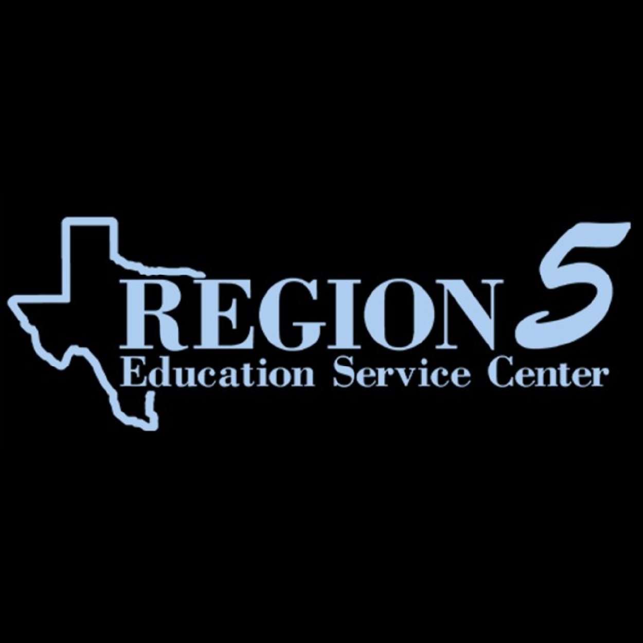 Logo for Regions 5 Education Service Center featuring the outline of Texas and the text 'REGIONS 5 Education Service Center' in blue on a black background.