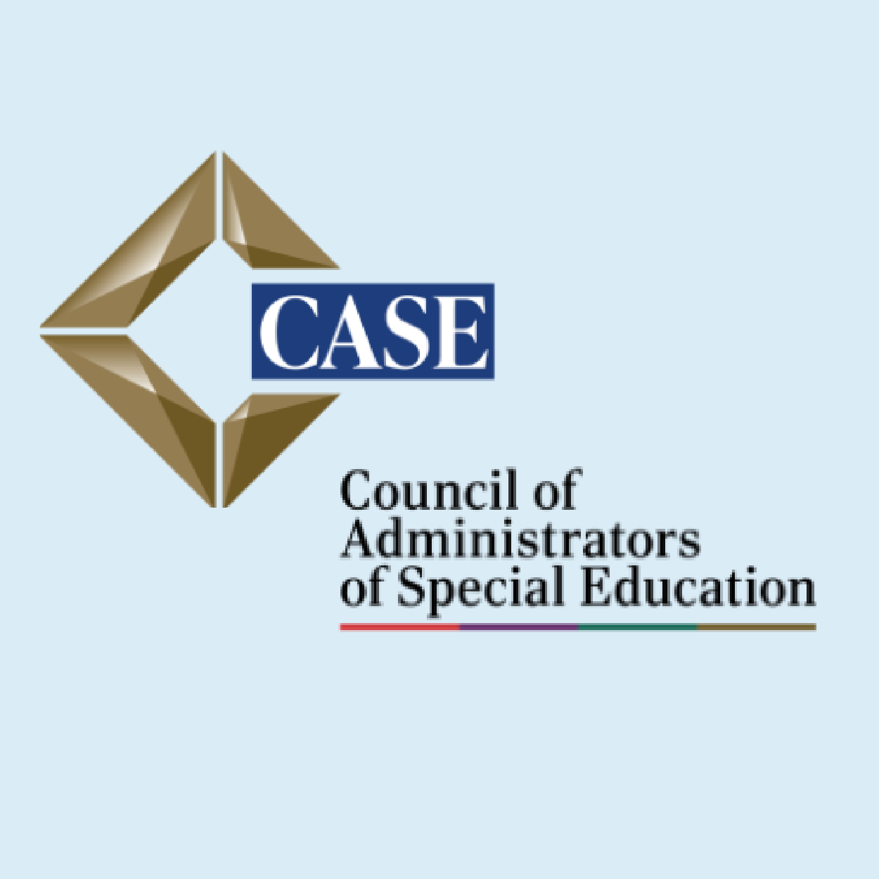 Logo of the Council of Administrators of Special Education (CASE) featuring a gold geometric emblem and text.