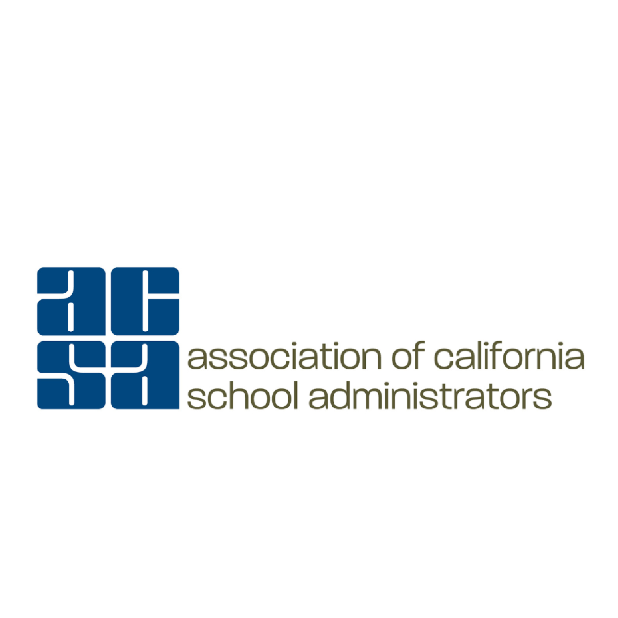 Logo of the California School Administrators, featuring a blue geometric design and the text 'association of california school administrators'.