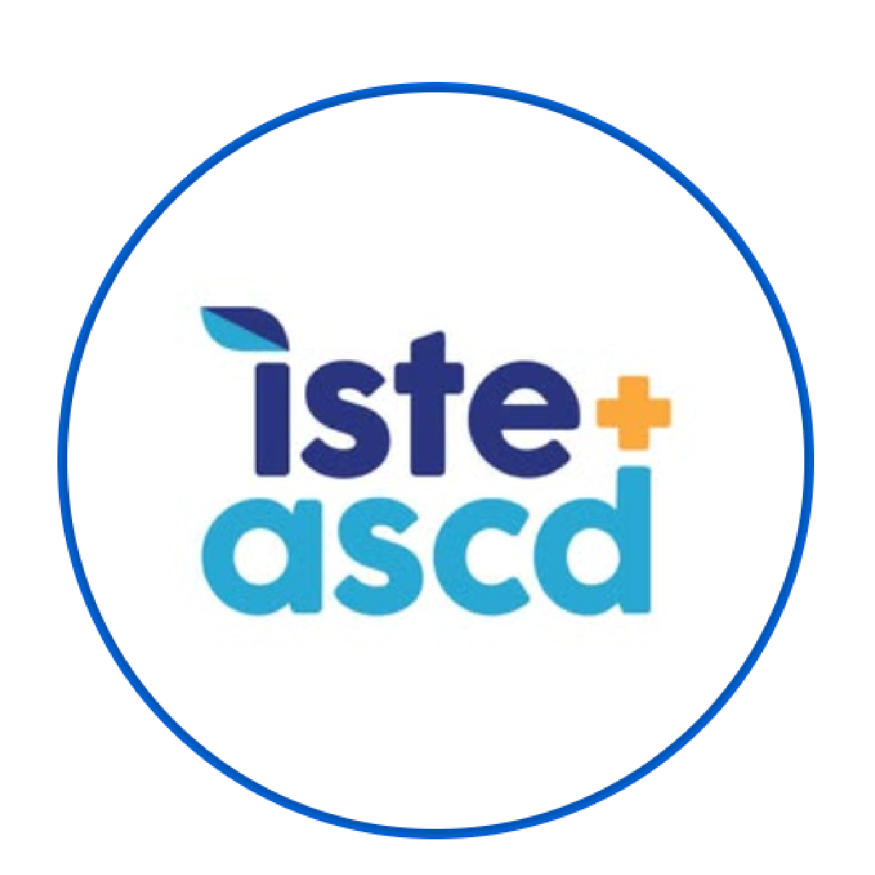 Logo with the words 'iste+ ASD' in blue and orange, surrounded by a blue circular border.