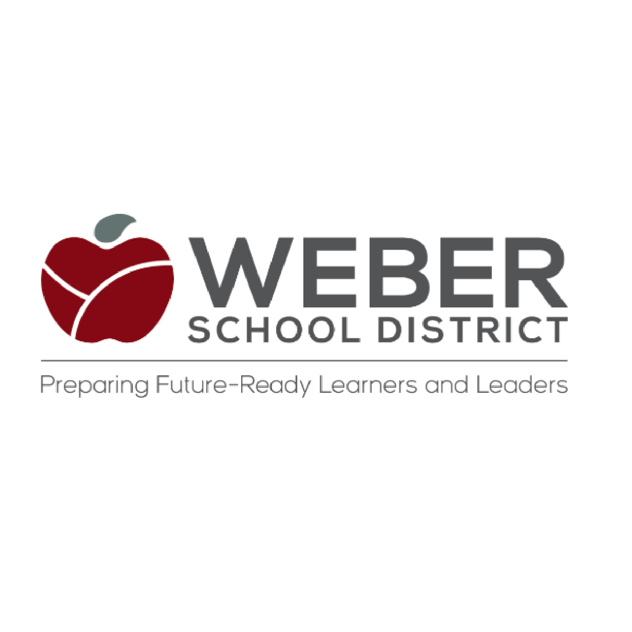 Logo of Weber School District featuring a stylized apple and the district name, with the tagline 'Preparing Future-Ready Learners and Leaders'.