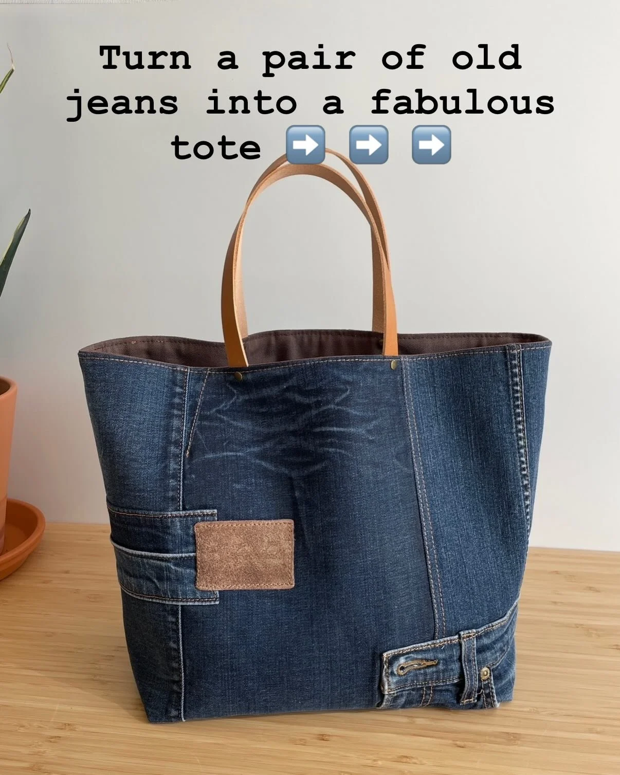 Do you have a pair of jeans that might be a bit too worn out, or perhaps no longer fit that well, but you have a hard time letting them go?

Then turn those jeans into a classy tote you get to use every day. Find a free video tutorial on my YouTube c