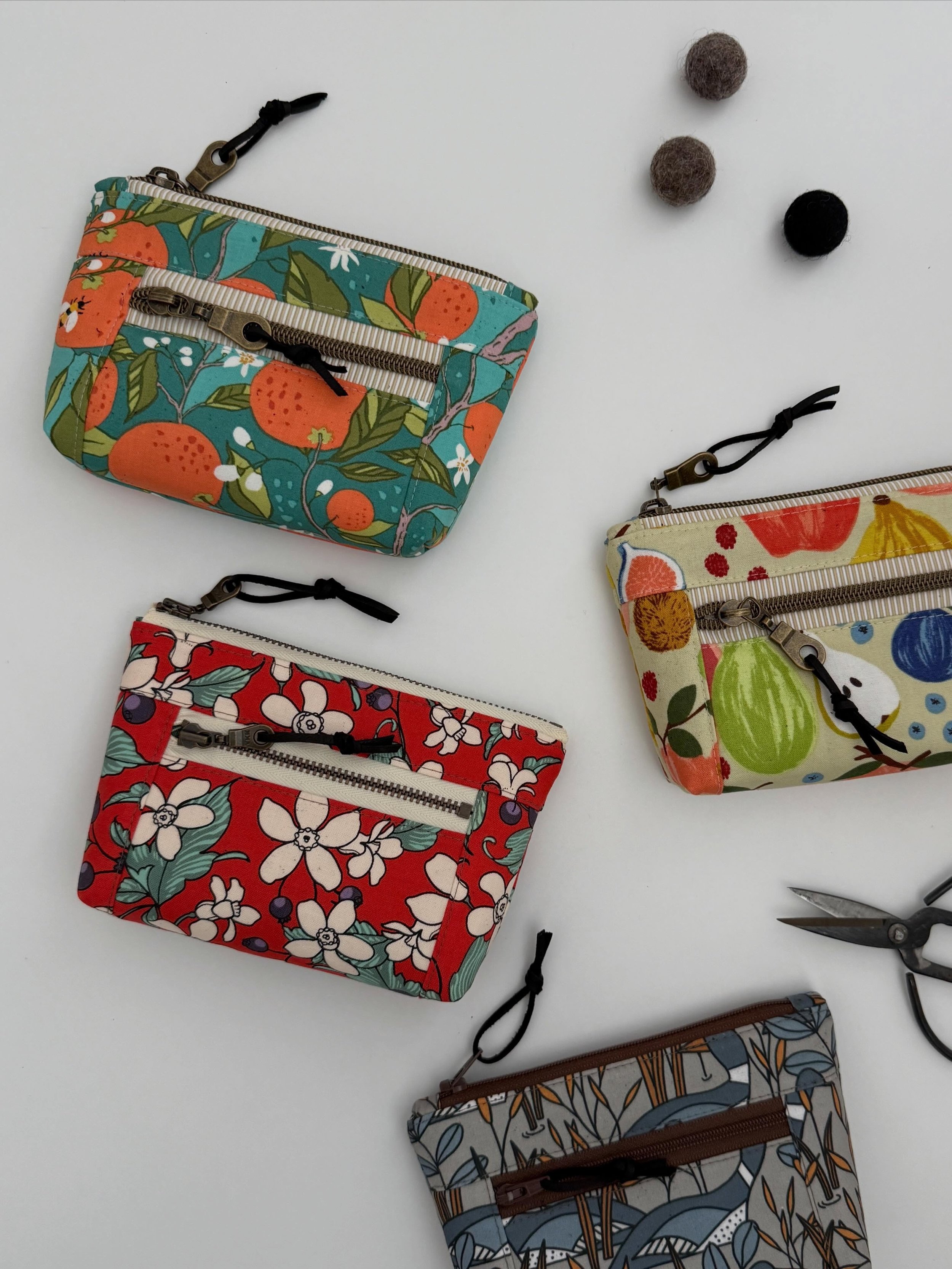 Have you sewn a small Devon pouch, yet? I think you will love this little cutie.

It finishes at approx. 5&rdquo; wide x 4&rdquo; tall x 1.5&rdquo; deep, and it makes for the most adorable and useful little coin pouch, make up bag, or a trinket pouch
