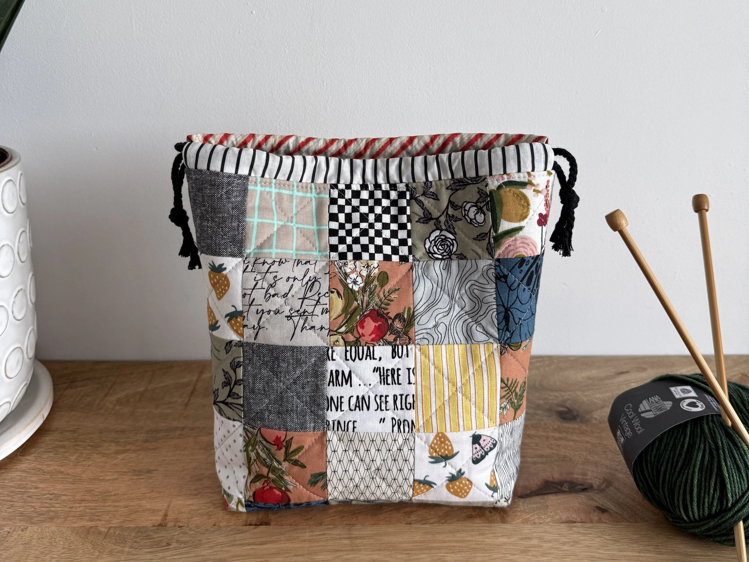 PATCHWORK DRAWSTRING BAG FROM MY SCRAP STASH