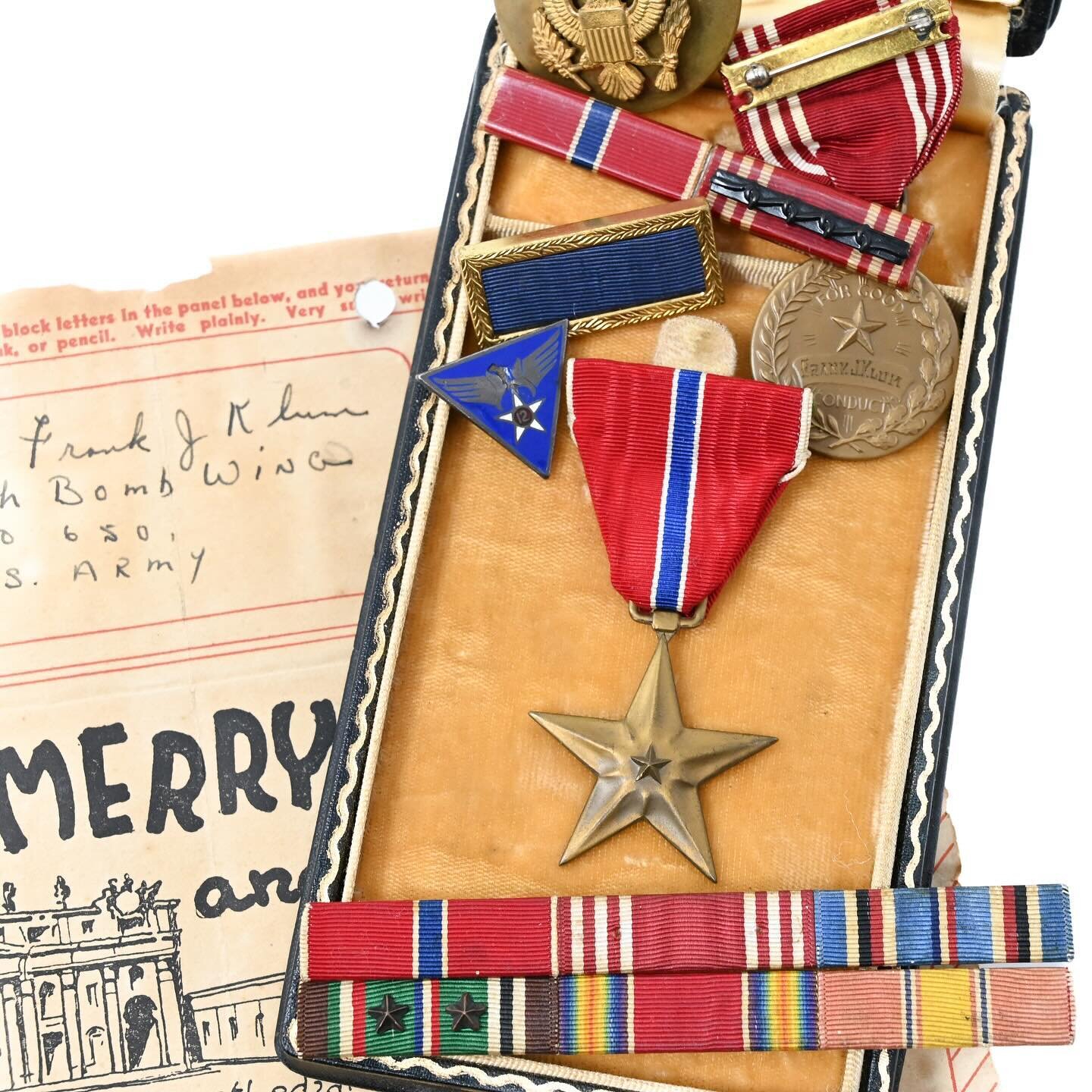 From the WWII Veterans History Project collection: Medals awarded to Frank Klum, WWII veteran of the 12th Air Force. 

Frank was born on January 24, 1923, in Wilmire, Pennsylvania. After graduating high school at the age of 18, he enlisted in the Arm