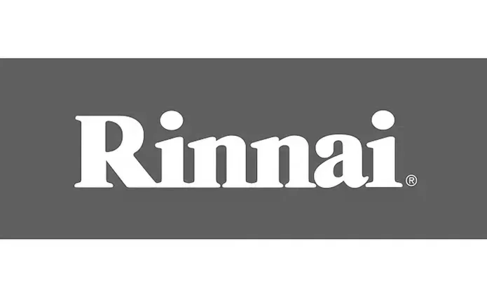 Rinnai logo on a gray background