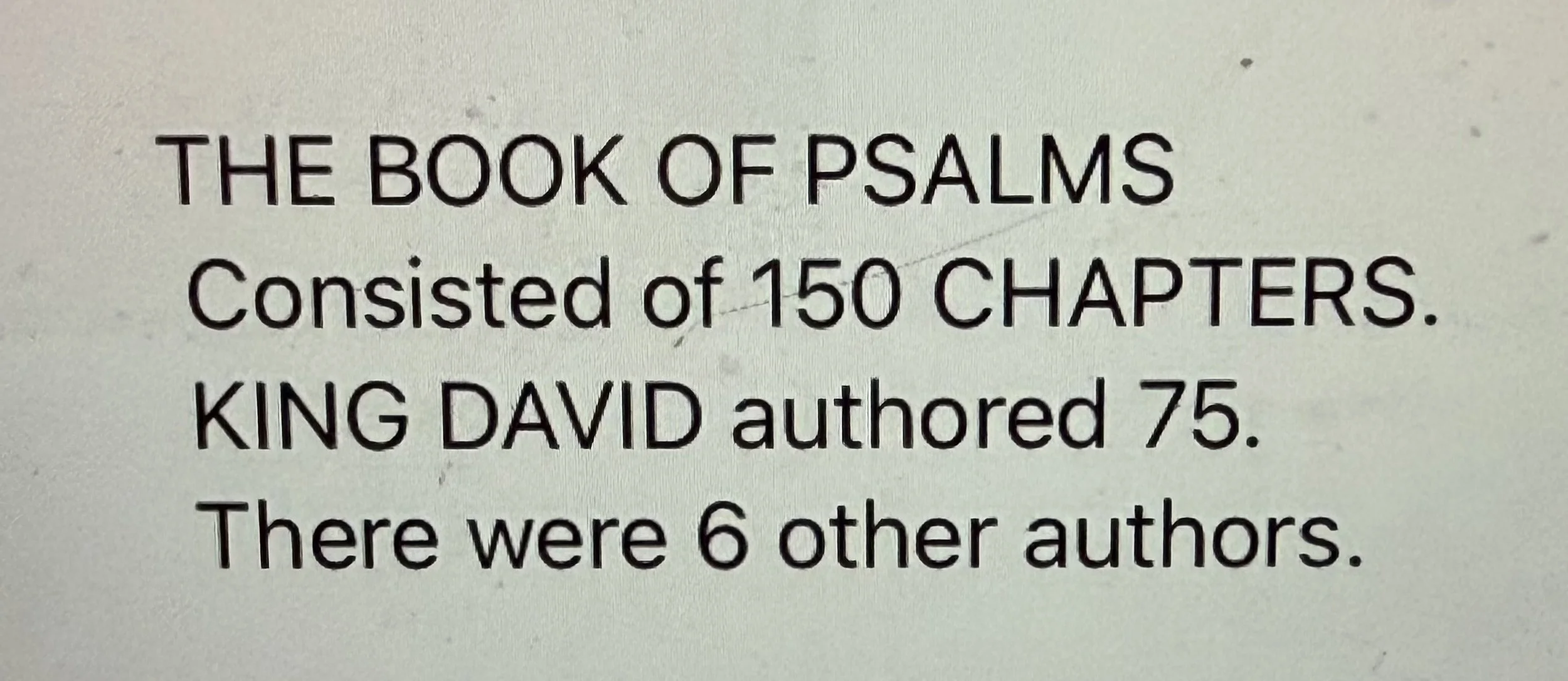 Overview book of Psalms