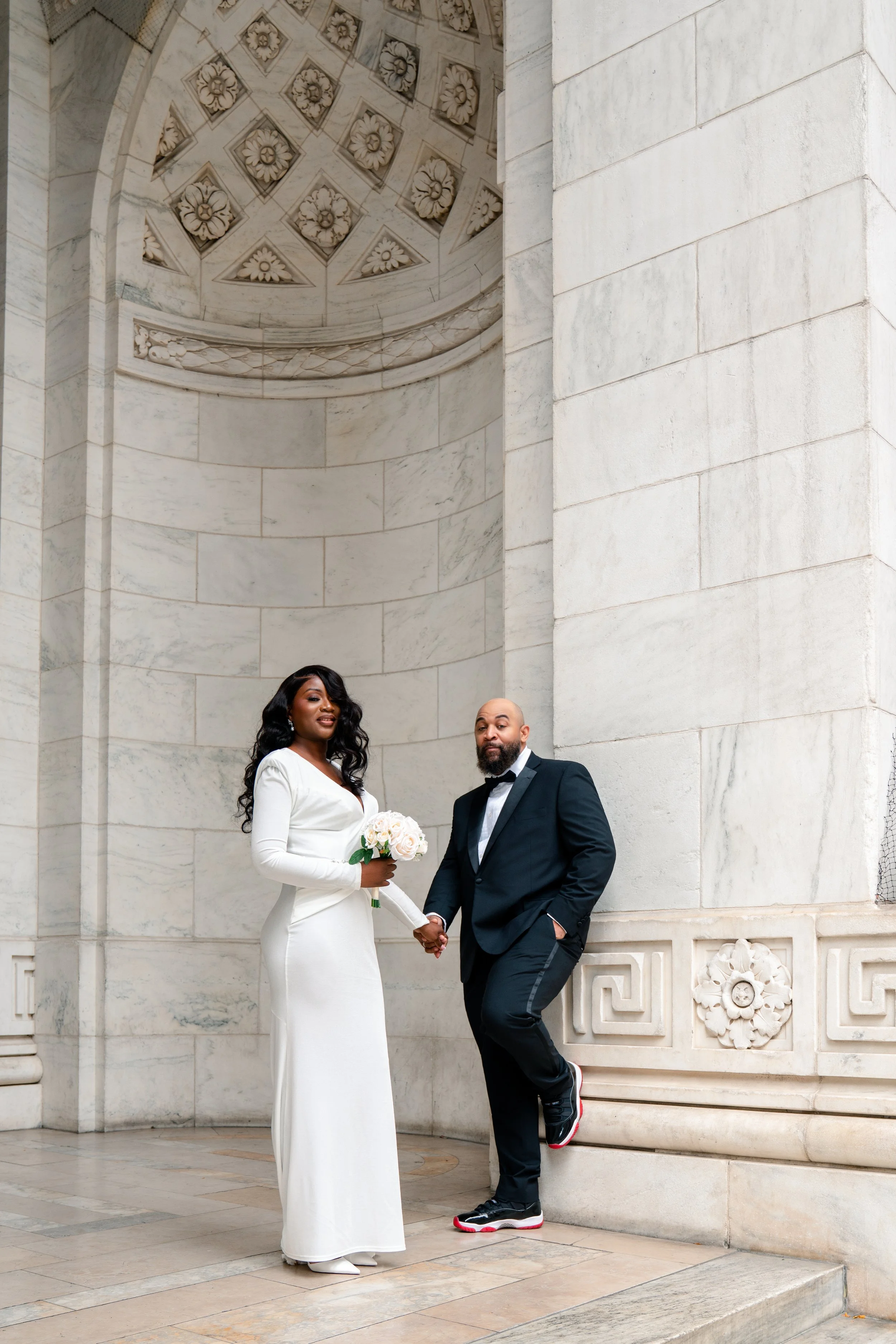 Winter Engagement &amp; Civil Wedding Photos at NYPL NYC