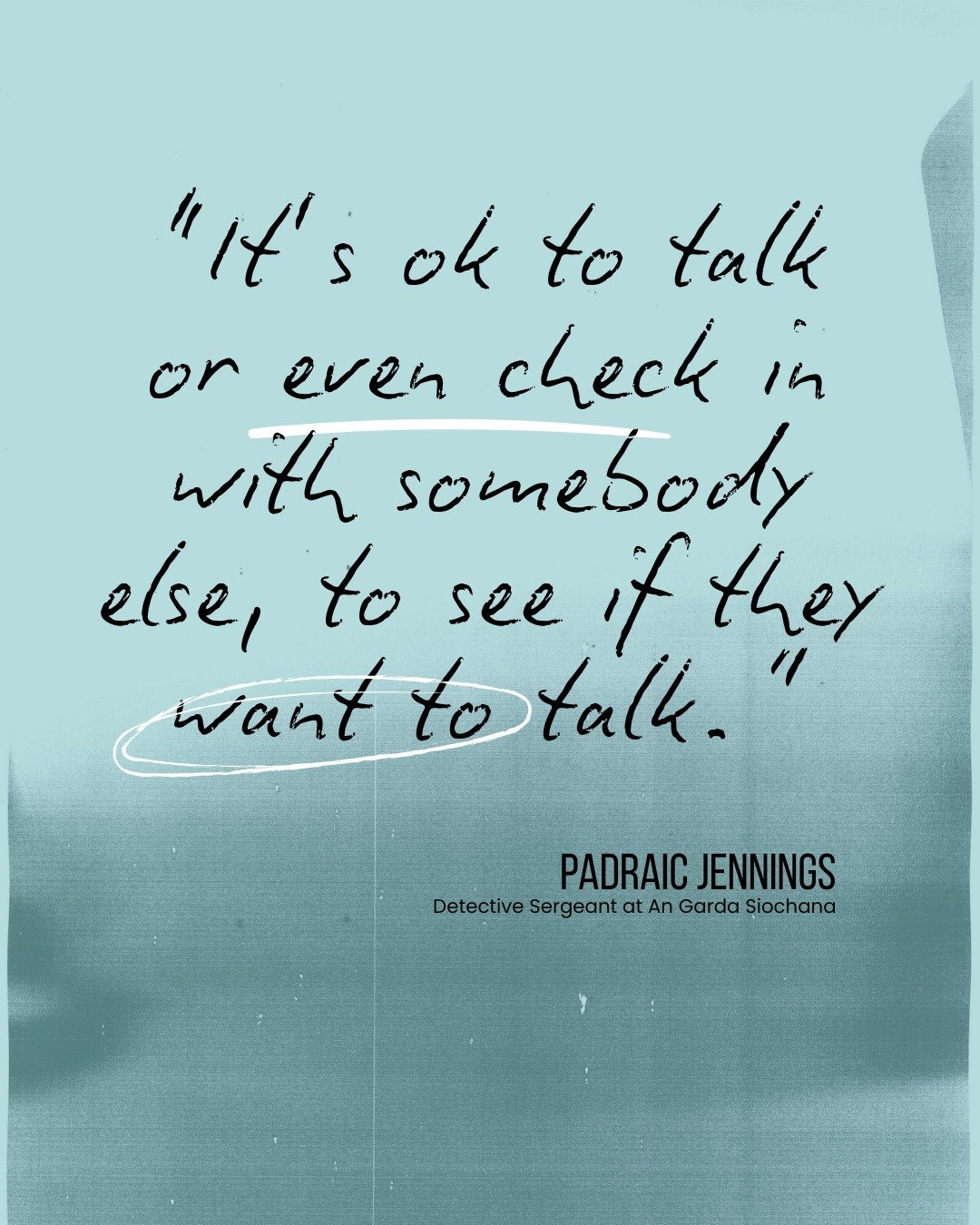 "It&rsquo;s ok to talk &mdash; or even just check in."
Wise words from Detective Sergeant Padraic Jennings of An Garda S&iacute;och&aacute;na 💬💛

Sometimes the kindest thing you can do is simply ask, &ldquo;Are you ok?&rdquo;
You don&rsqu