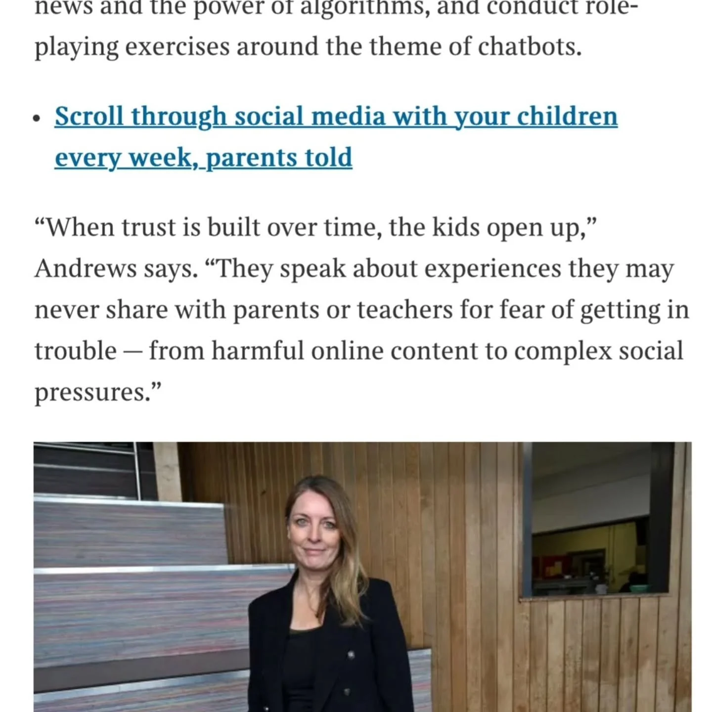 We&rsquo;re incredibly proud to see the inspiring work of EITR Wellbeing Coordinator Susan Andrews featured in The Sunday Times this week.

Susan&rsquo;s peer education model at Temple Carrig is a powerful example of how young people can lead meaning