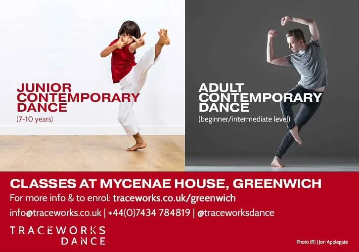 🍁✨ join us in Greenwich for a brand new block of community dance classes!

🆕 Junior Contemporary Dance with Holly Smith (recommended for 7-10yrs) - FREE TASTER CLASS - THU 7 NOV (17:15-18:15) - BOOK ONLINE - 6 week block then begins Thu 14 Nov ✨

⭐