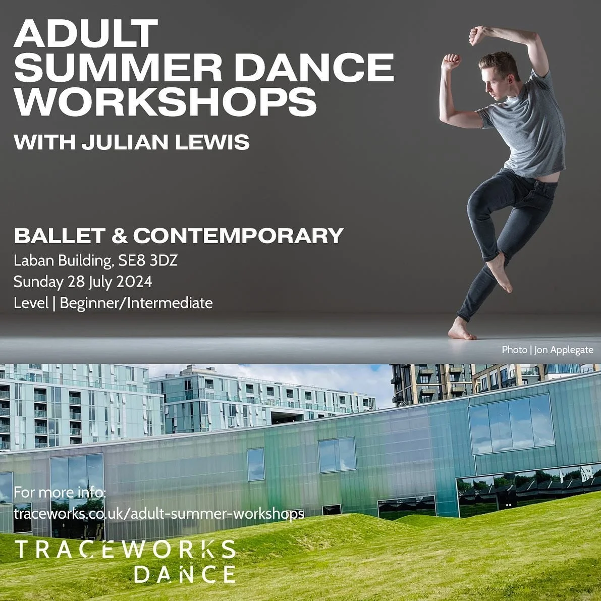 Are you already missing your weekly dance class? or maybe you want to try something new this Summer&hellip; check out these one-off adult dance workshops at the Laban building with Julian Lewis&hellip; this Sunday! ✨🕺⛅️

The workshops are suitable f
