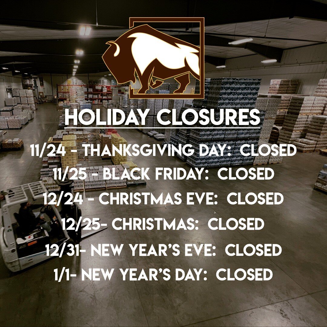 It's always a pleasant treat for us beer wholesaler-types when big holidays like Christmas and New Year's fall on the weekends and don't result in crazy-hectic weeks like this one! 

Please note our holiday closures including this Friday, 11/25. We c