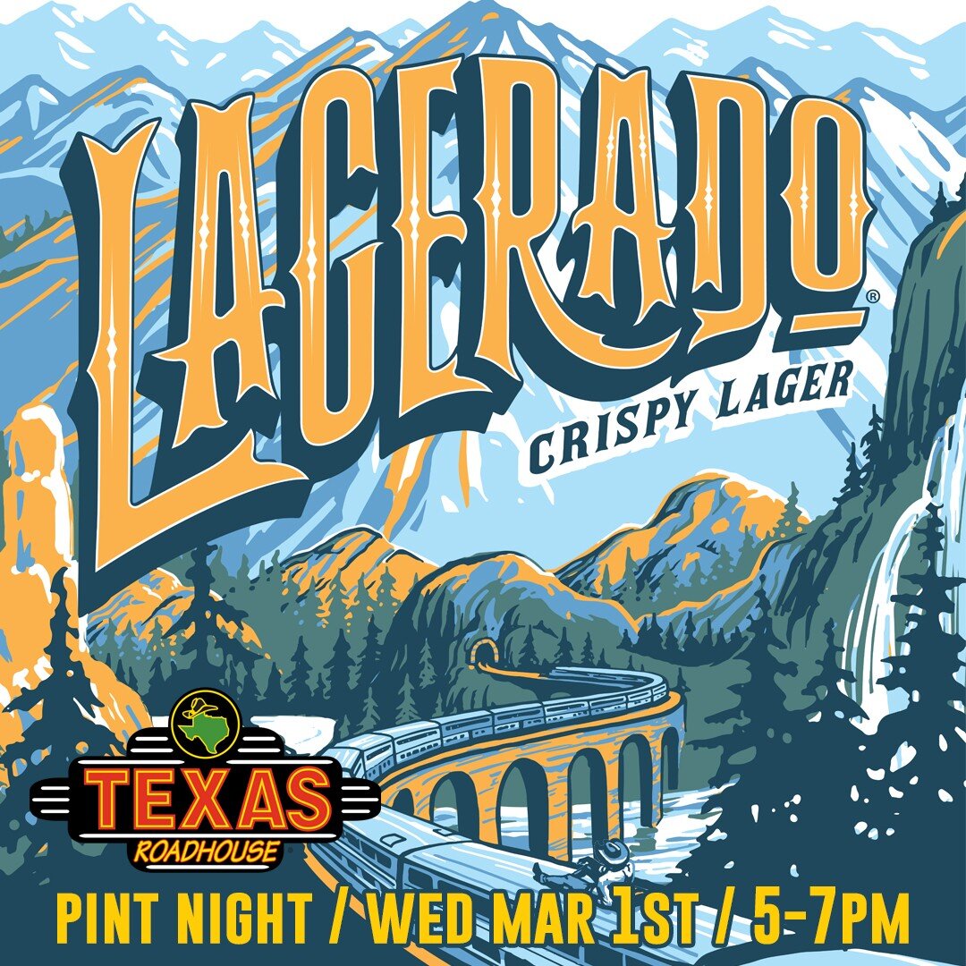 Join us for the return of our legendary Pint Night series at Texas Roadhouse, kicking off with an Odell Brewing Pint Night showcasing their new crispy lager, Lagerado! We'll be on-hand from 5-7pm talking beer, handing out Odell swag, and distributing