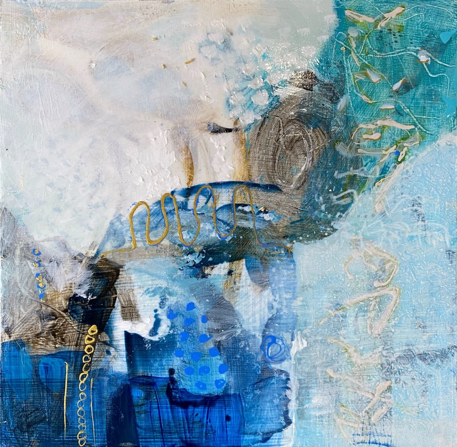 Beach Time.
10x10" Acrylic and mixed media. Sold