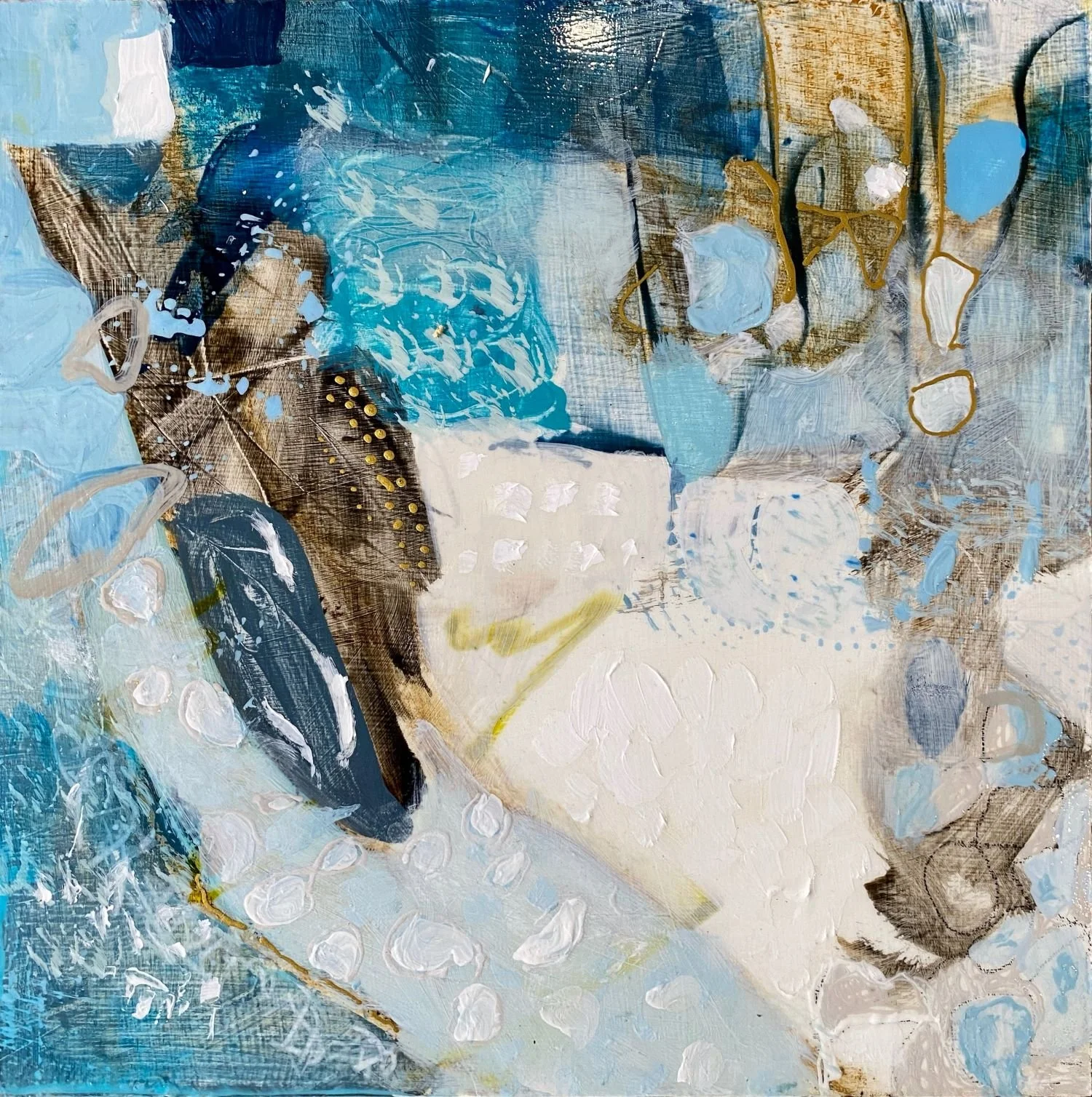 Down by the Bay.
10x10" Acrylic and mixed media on 1 -1/2" cradled panel. 2023 $275 