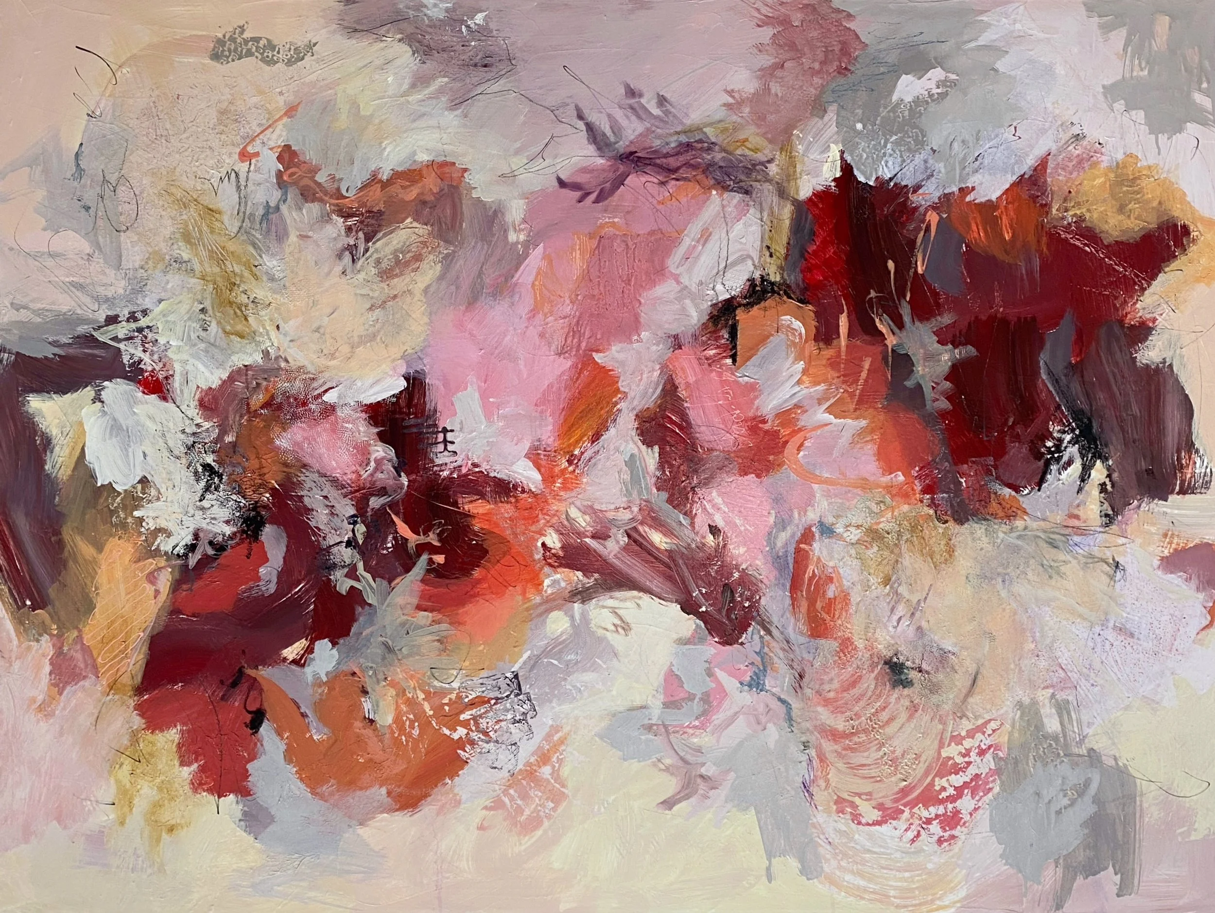 "Shake a Little Spice." Acrylic and mixed media on 36 x 48 x 1 1/2" gallery canvas. $1650. 2026